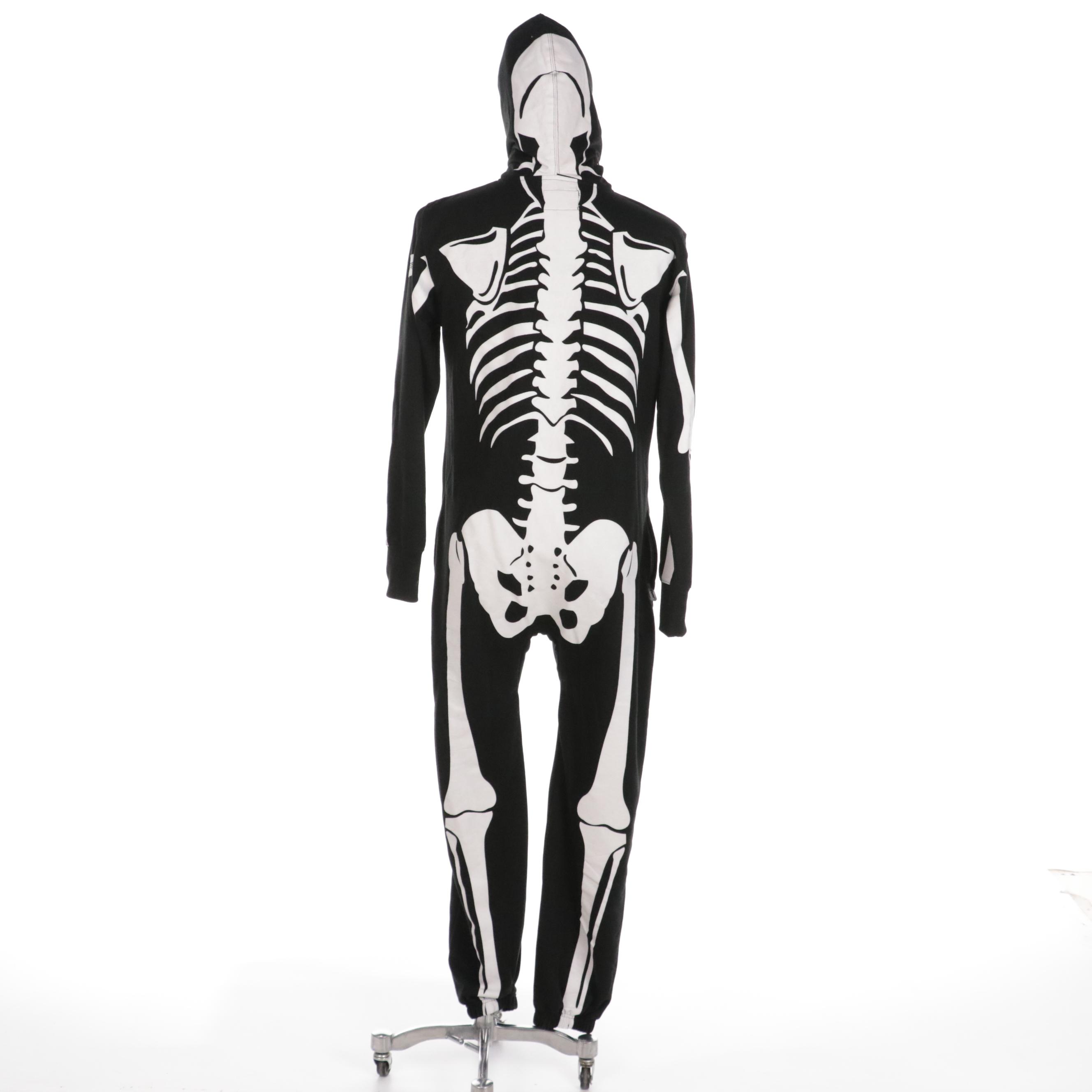 Men's Tipsyelves Hooded Full Body Skeleton Bones Zip Suit