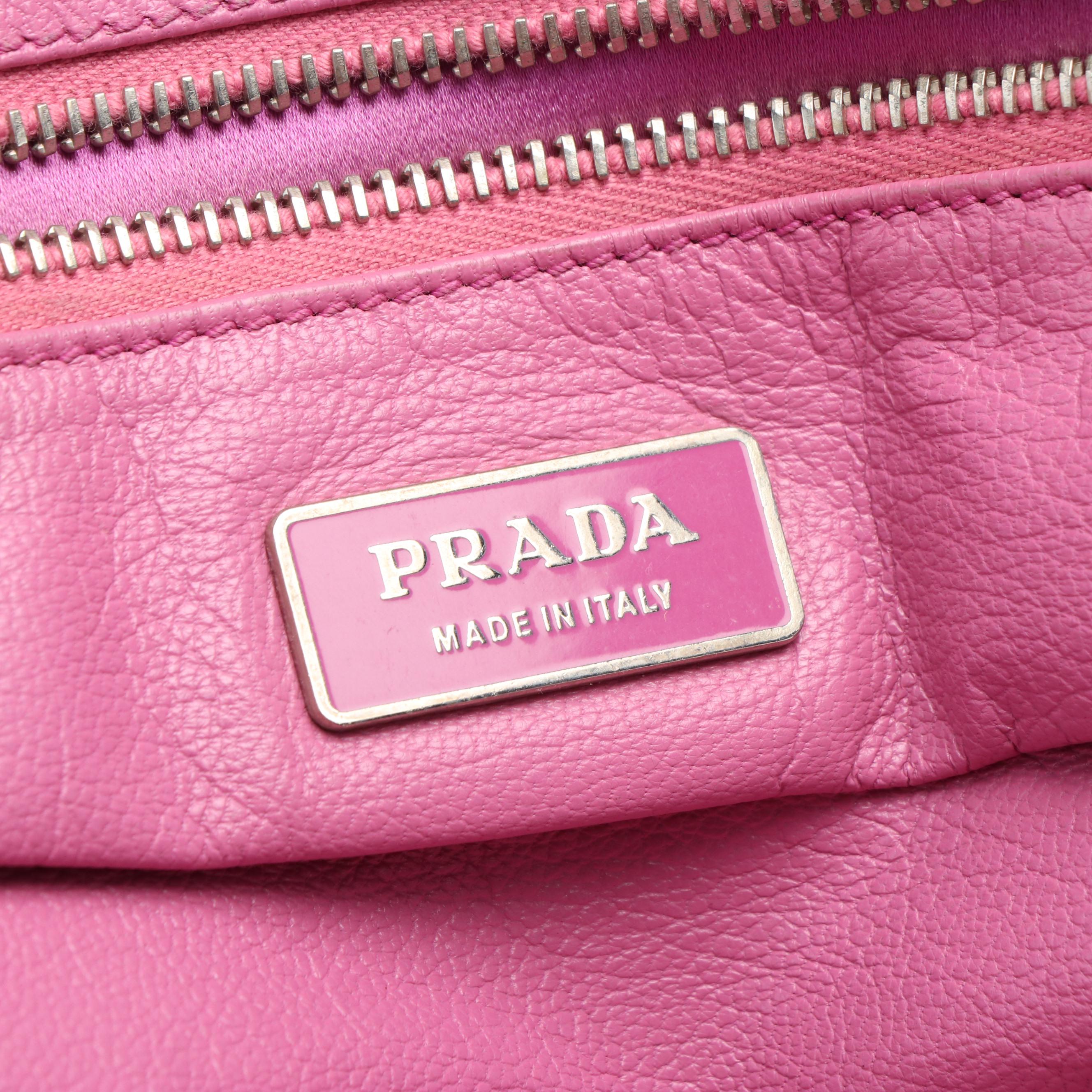 Prada Top Handle Black Leather Boston Bag