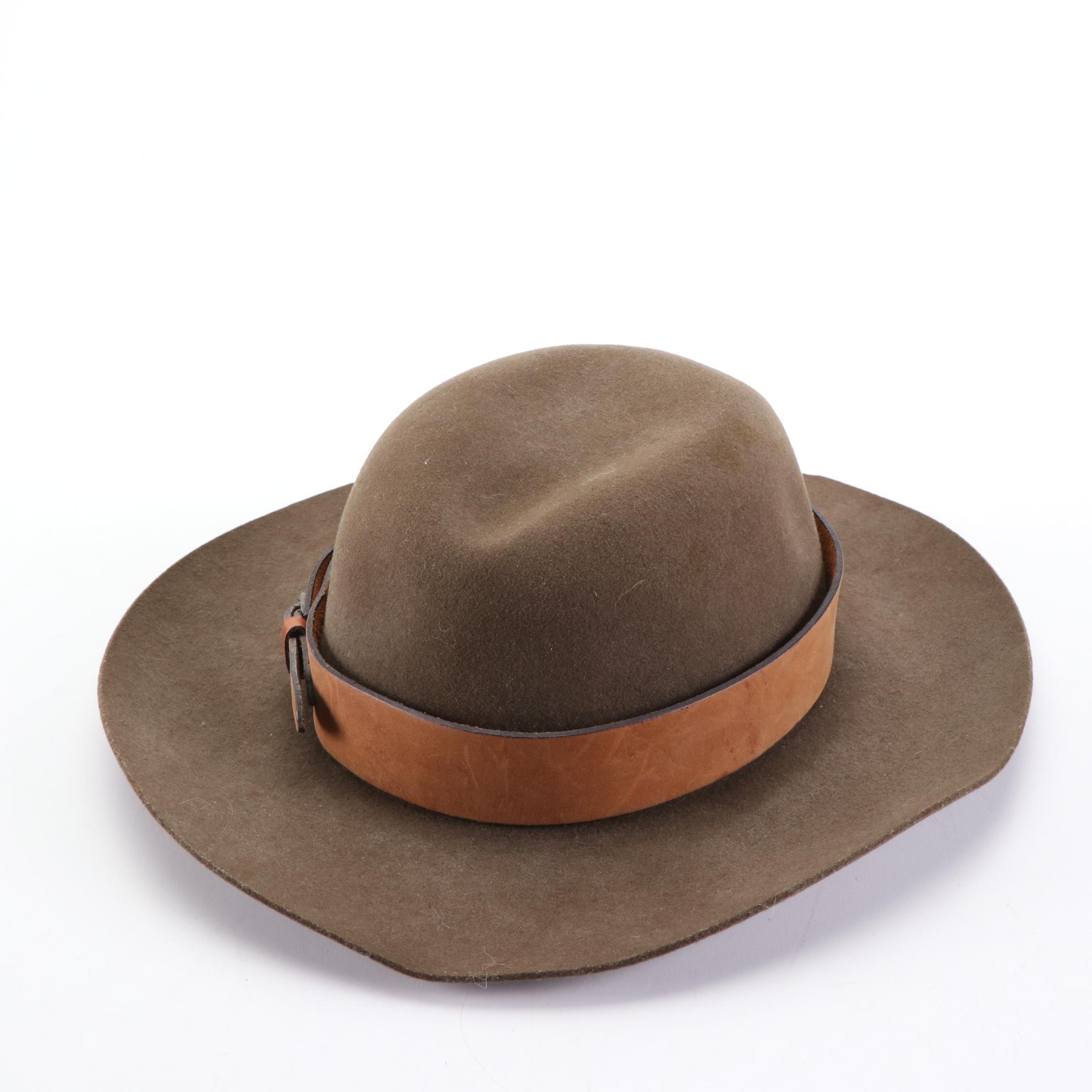 Felted Wool Brim Hat with Leather Hat Band