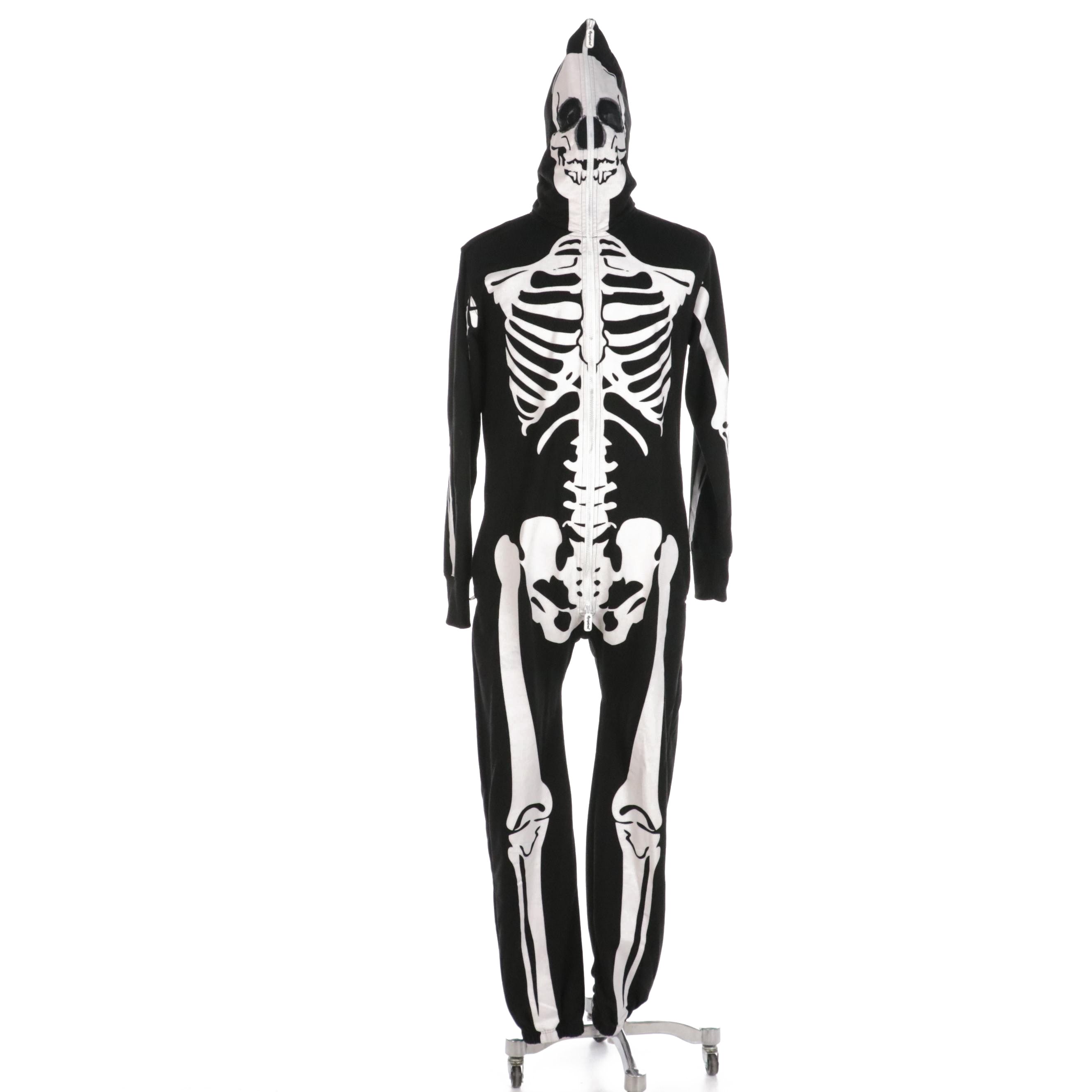 Men's Tipsyelves Hooded Full Body Skeleton Bones Zip Suit