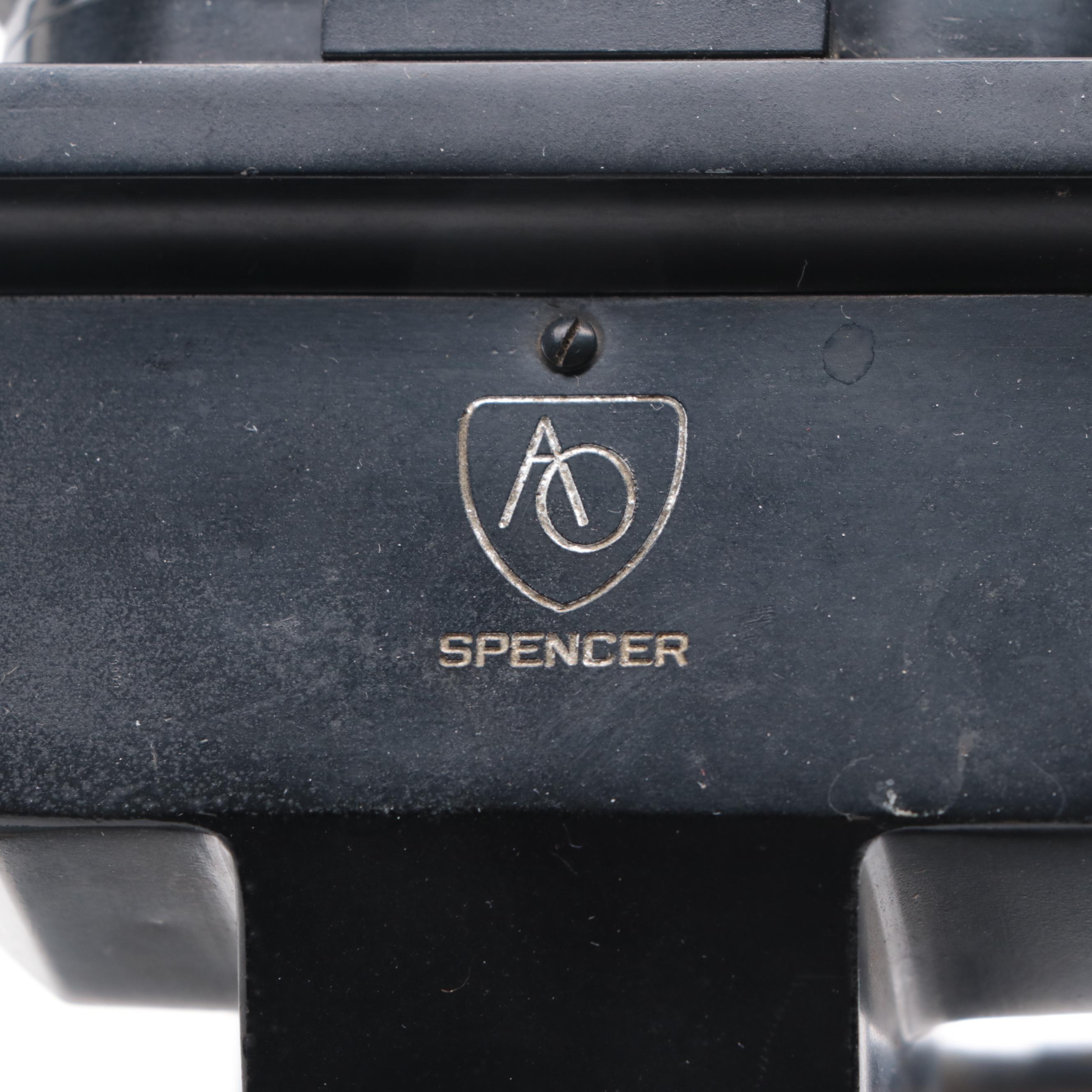 American Optical Spencer Binocular Electric Microscope With Triple Lens Turret