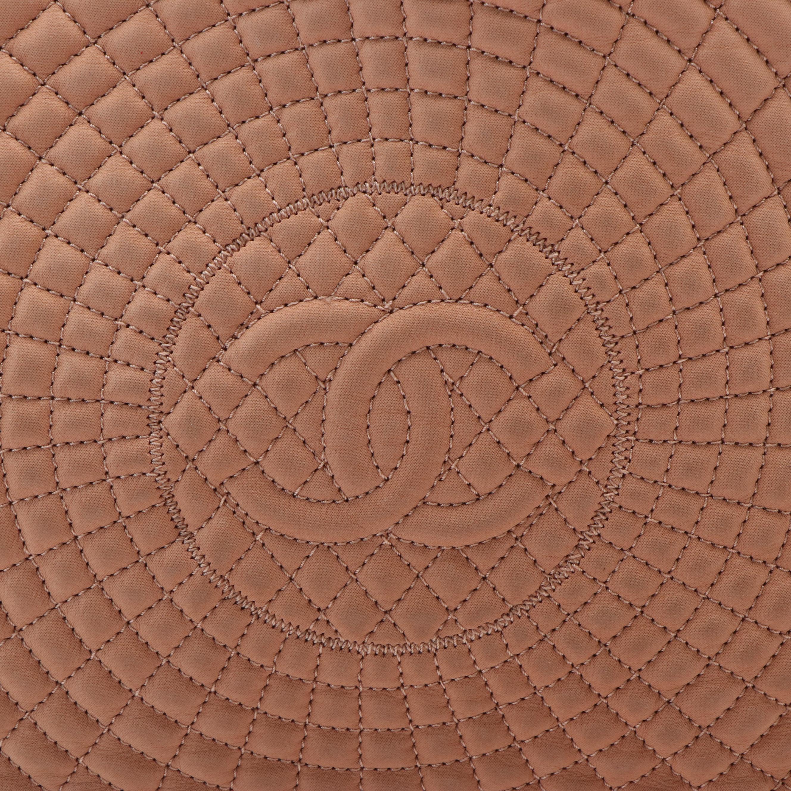 Chanel Light Pink Spiral Quilted Leather Tote