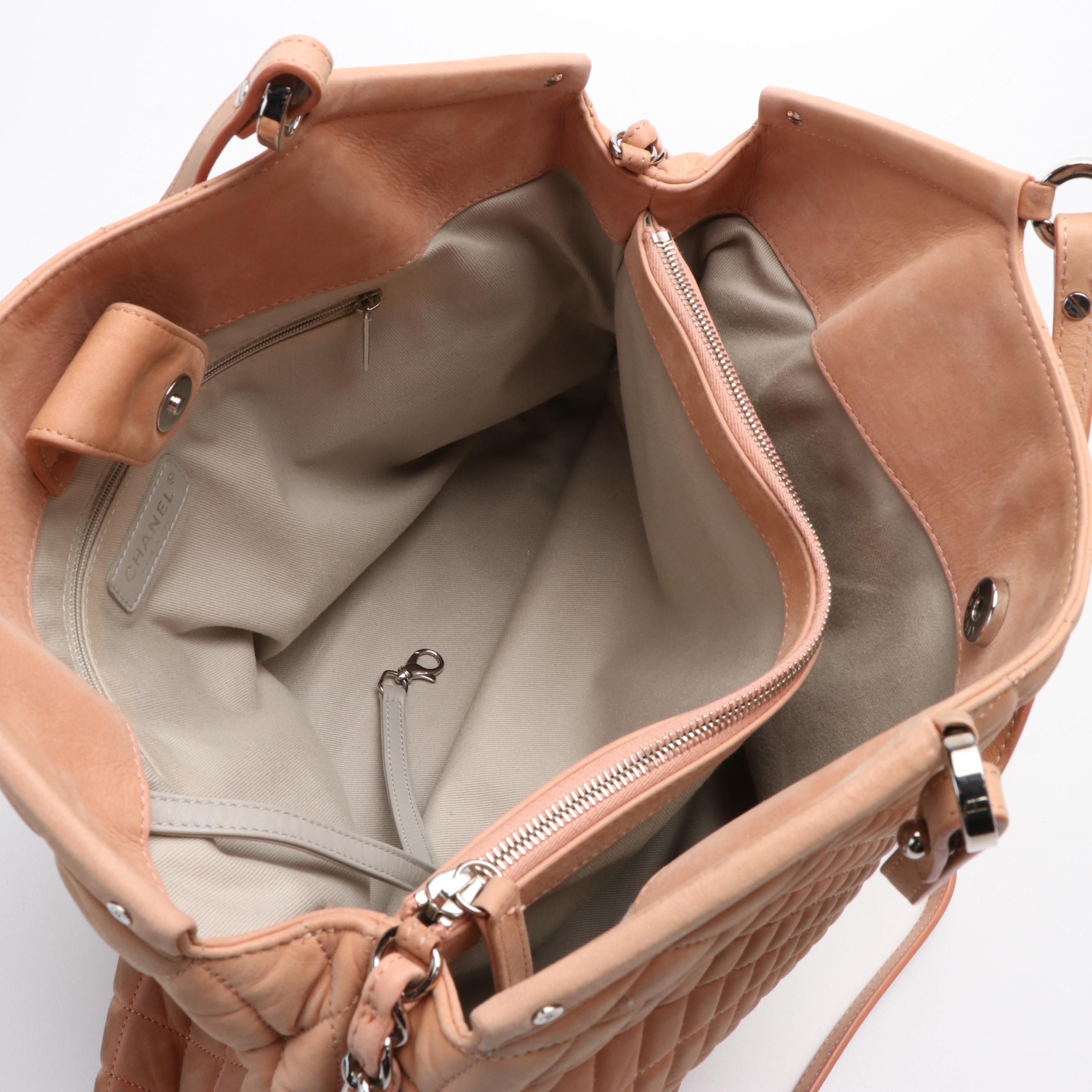 Chanel Light Pink Spiral Quilted Leather Tote