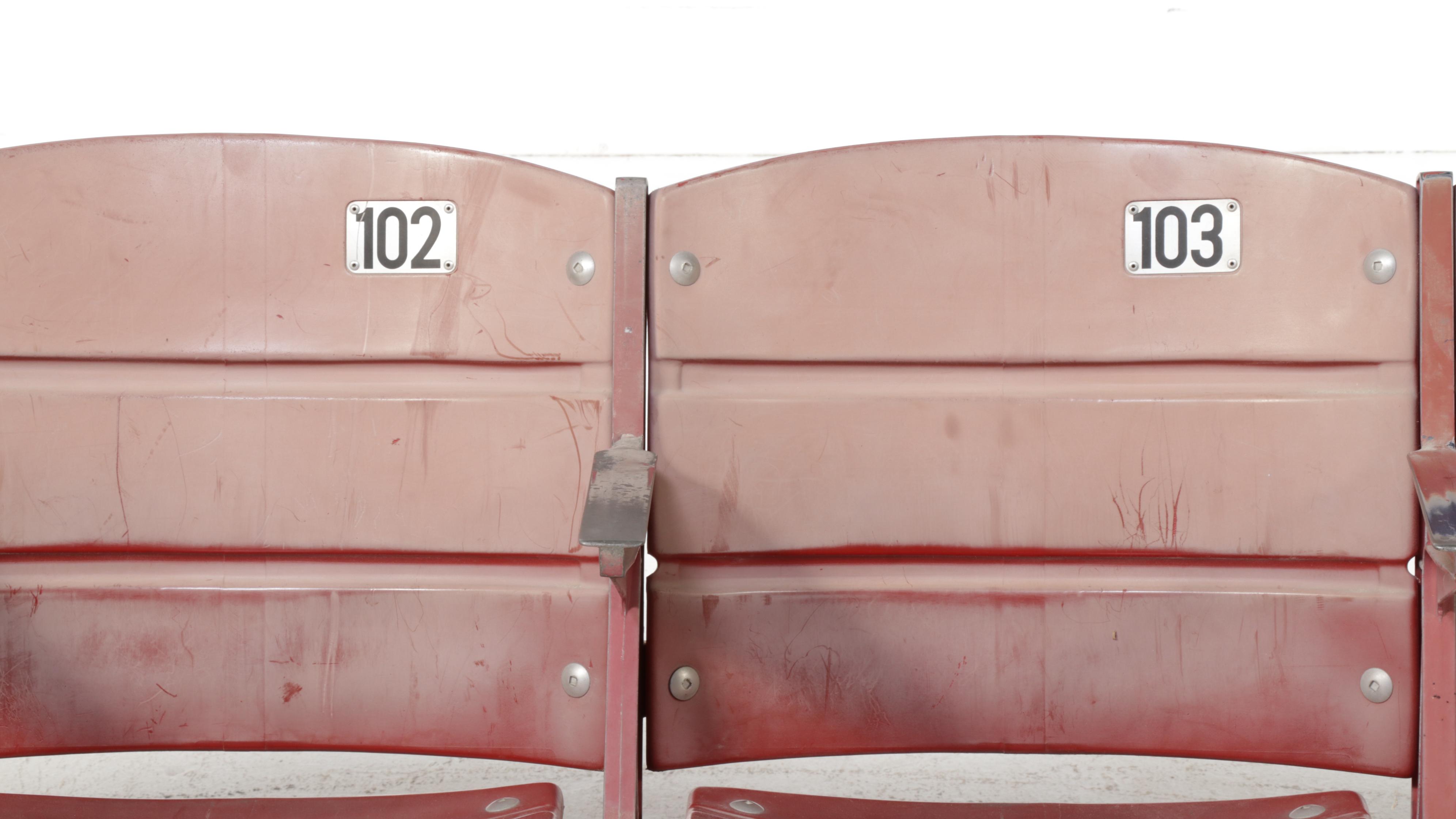 Four Red Section Seats from Riverfront Stadium, Cincinnati, Ohio