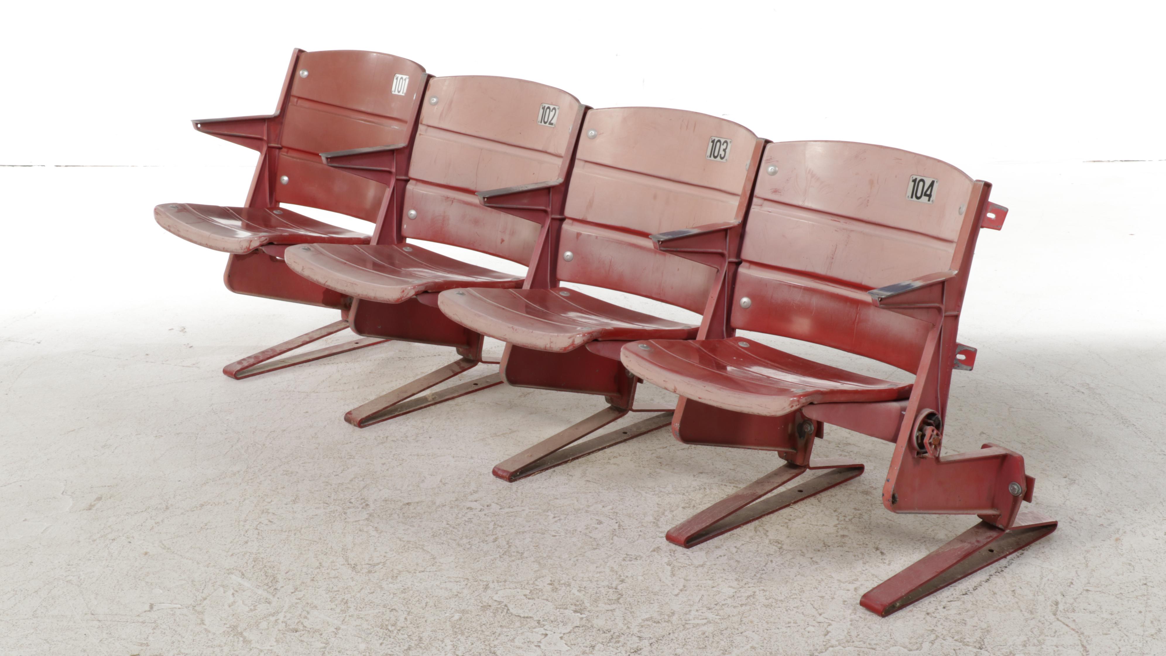 Four Red Section Seats from Riverfront Stadium, Cincinnati, Ohio