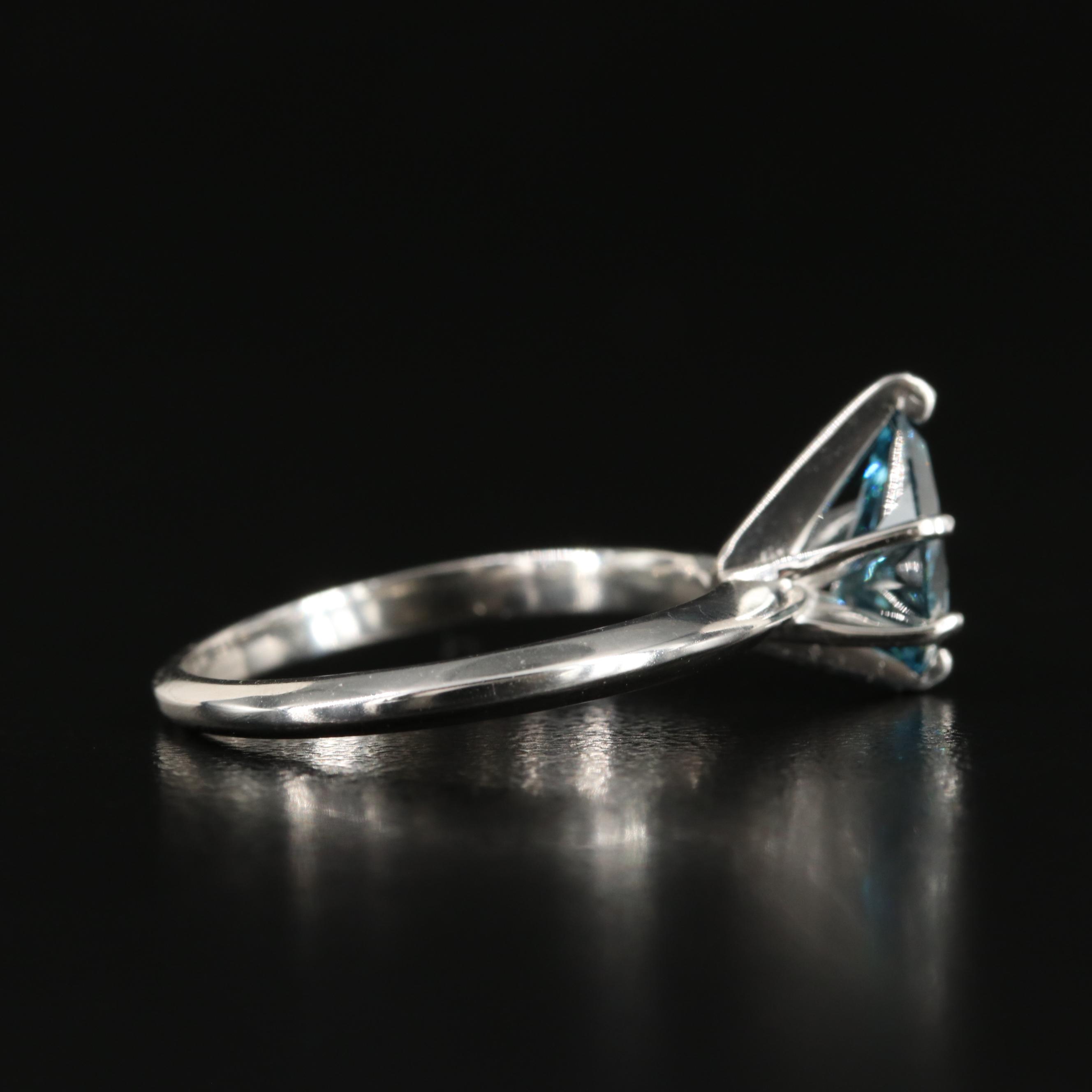 Platinum 1.05 CT Fancy Deep Blue Diamond Solitaire Ring