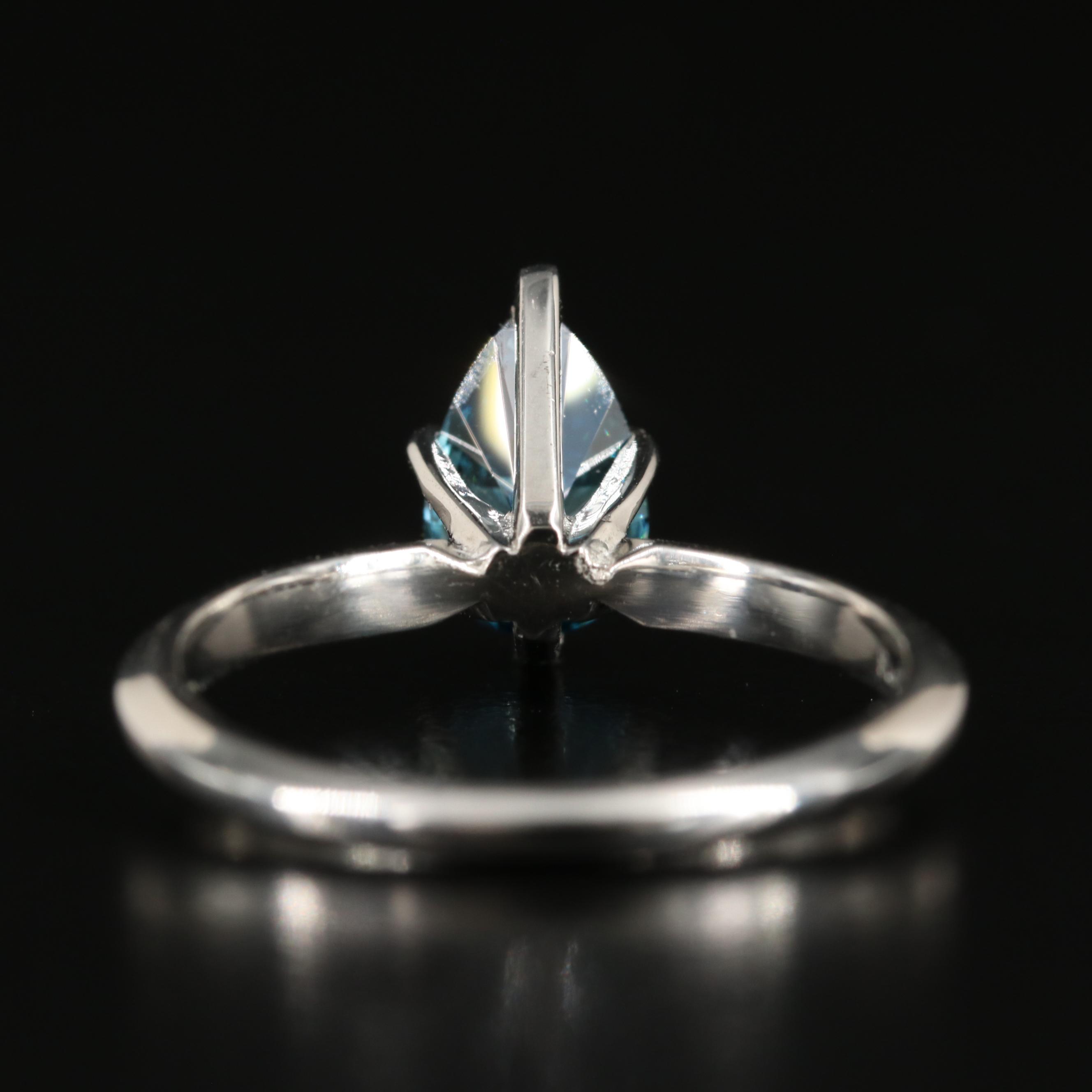 Platinum 1.05 CT Fancy Deep Blue Diamond Solitaire Ring