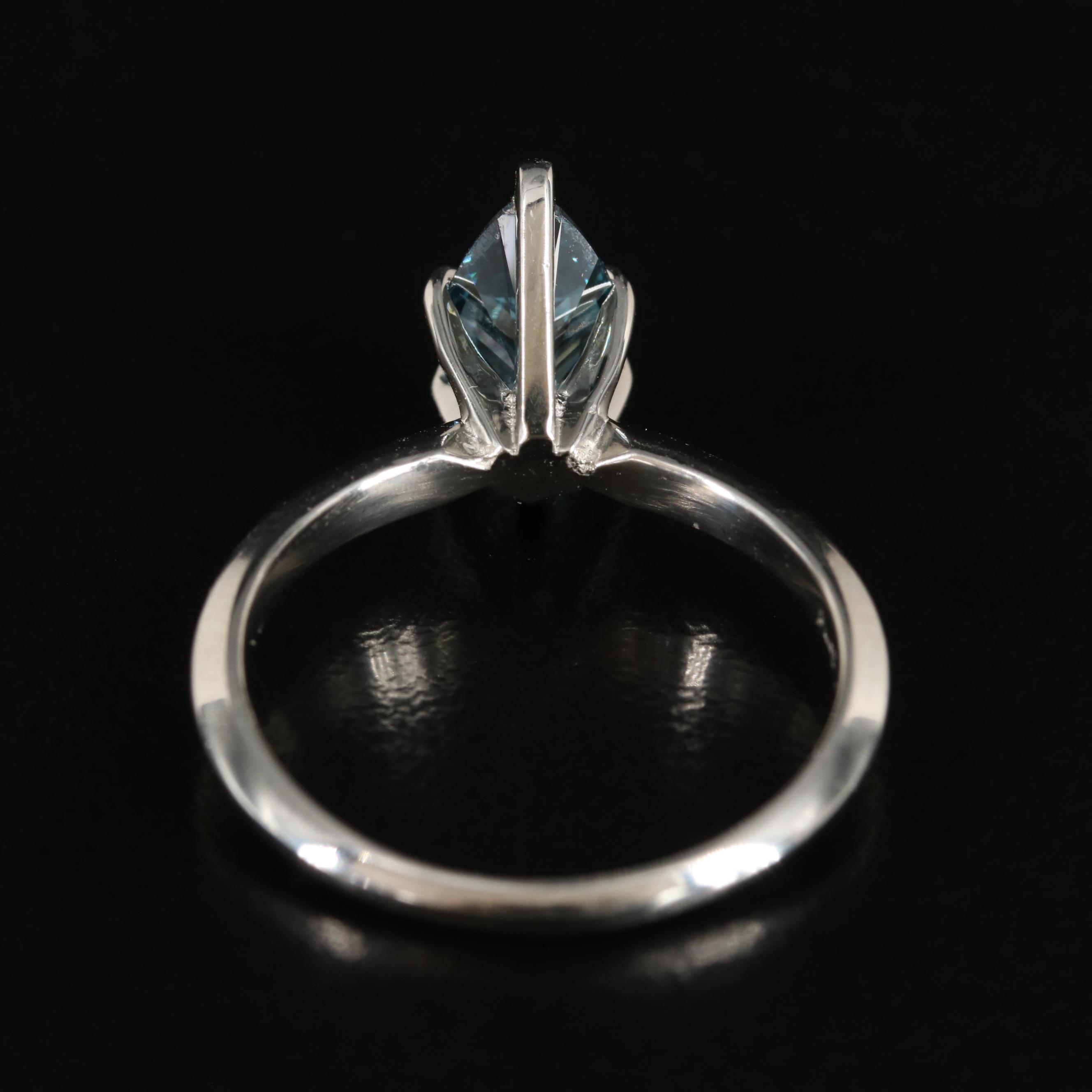 Platinum 1.05 CT Fancy Deep Blue Diamond Solitaire Ring