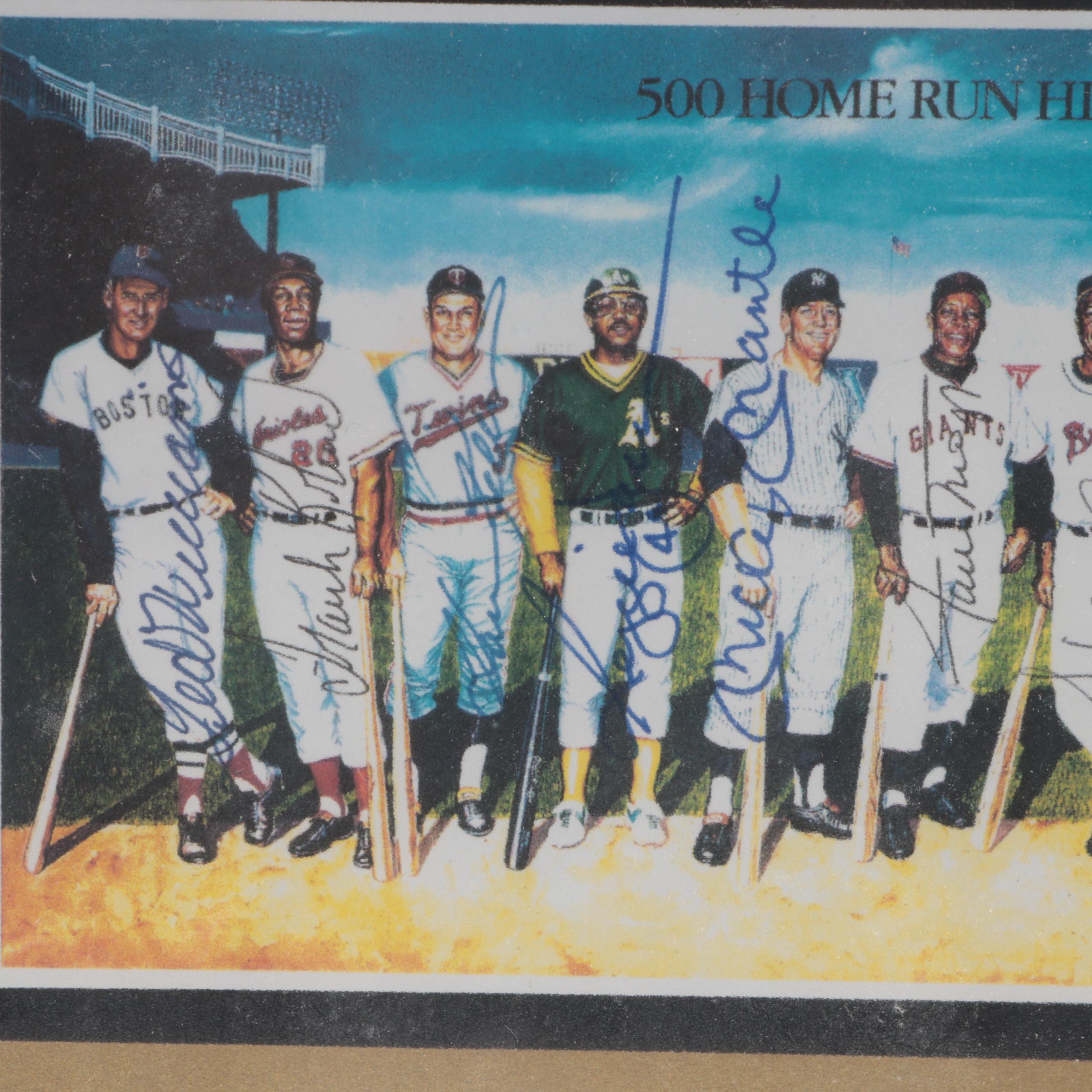 "500 Home Run Hitters" Print Signed by Mickey Mantle, Hank Aaron, and More