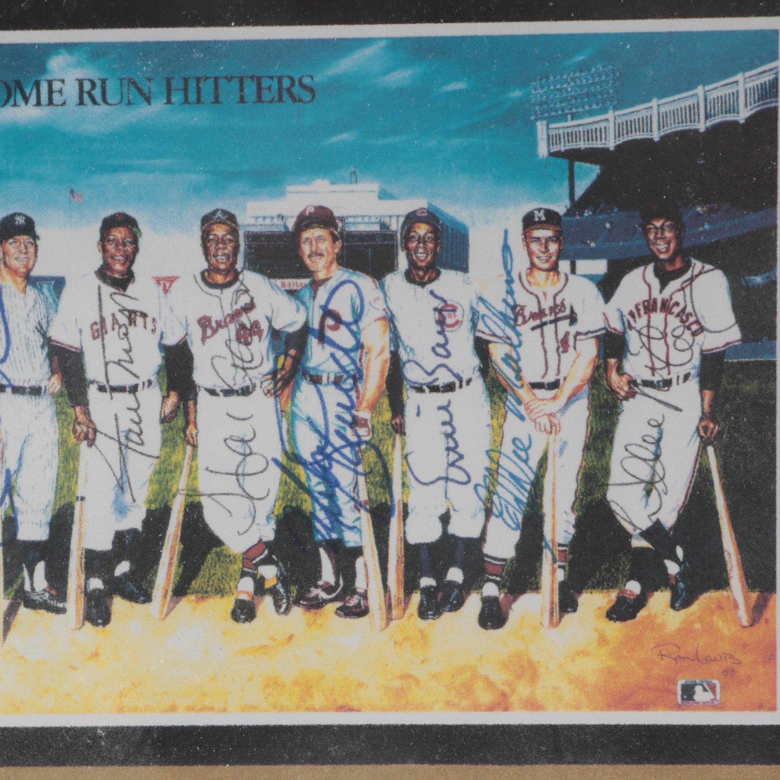 "500 Home Run Hitters" Print Signed by Mickey Mantle, Hank Aaron, and More