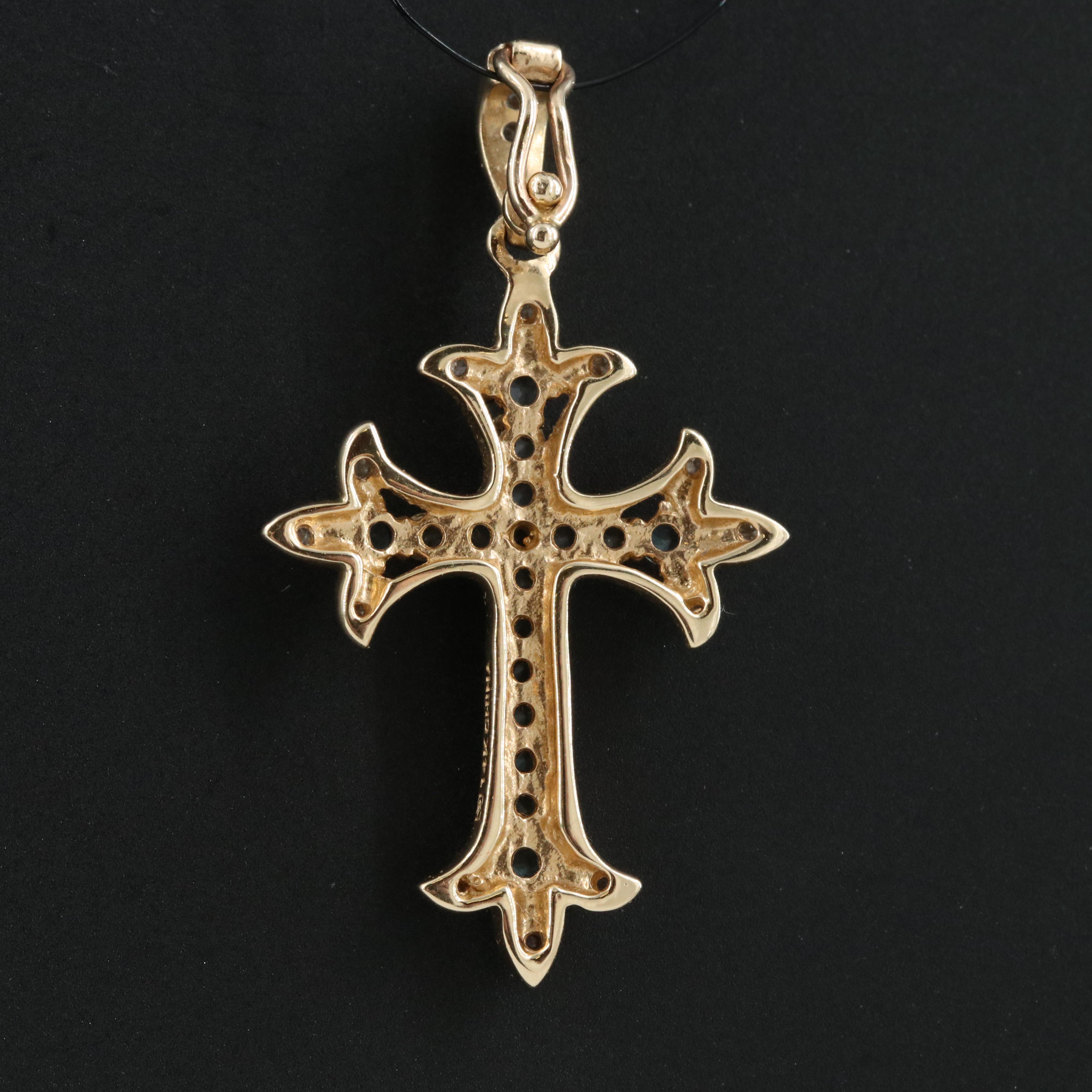 14K Alexandrite and Diamond Cross Enhancer Pendant