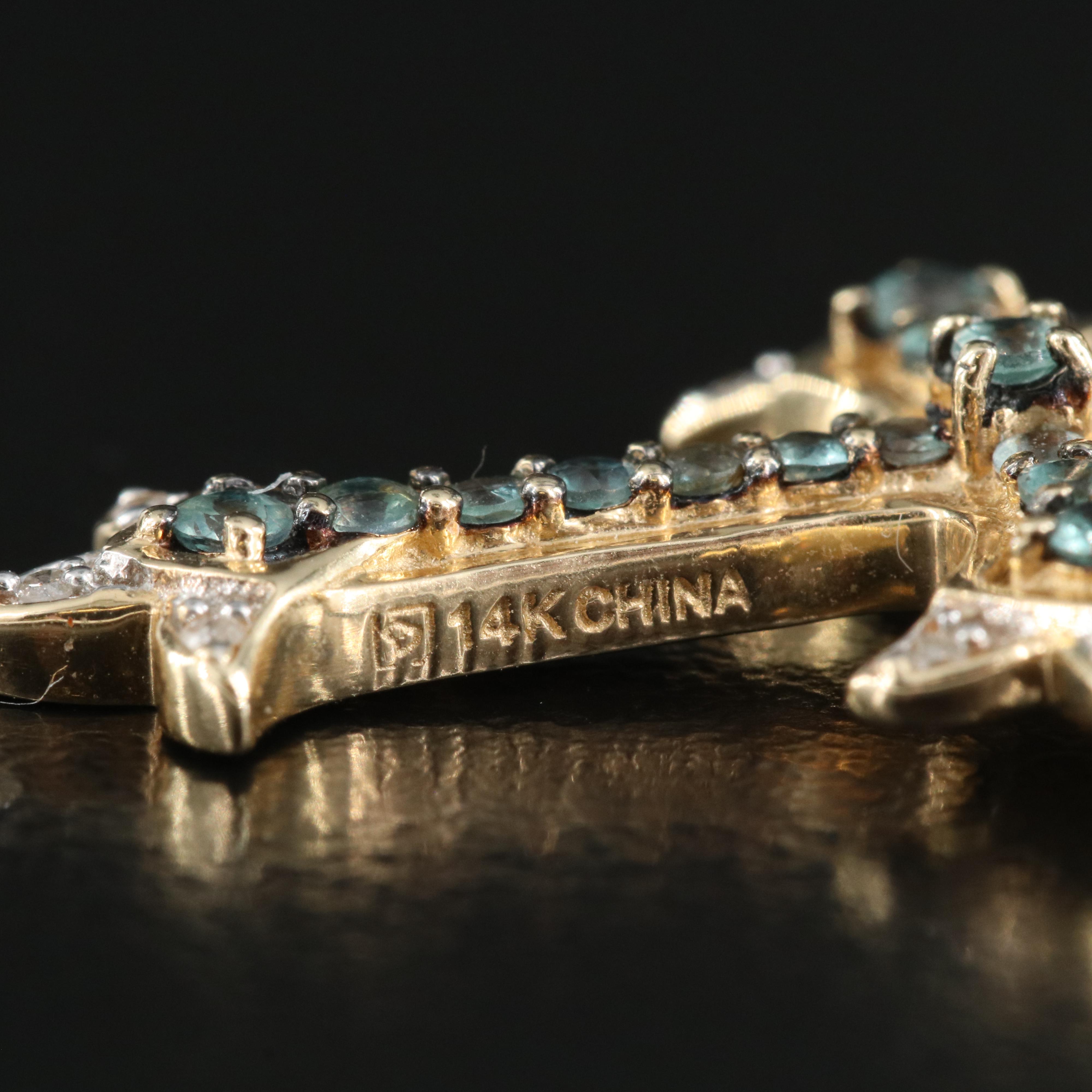 14K Alexandrite and Diamond Cross Enhancer Pendant