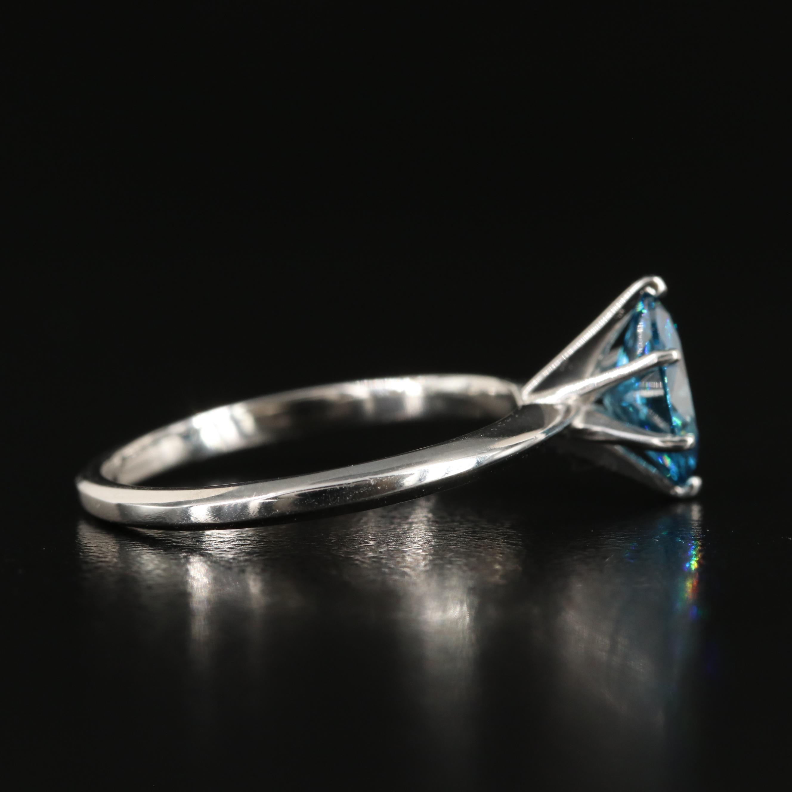 Platinum 1.01 CT Fancy Dark Blue Solitaire Diamond Ring