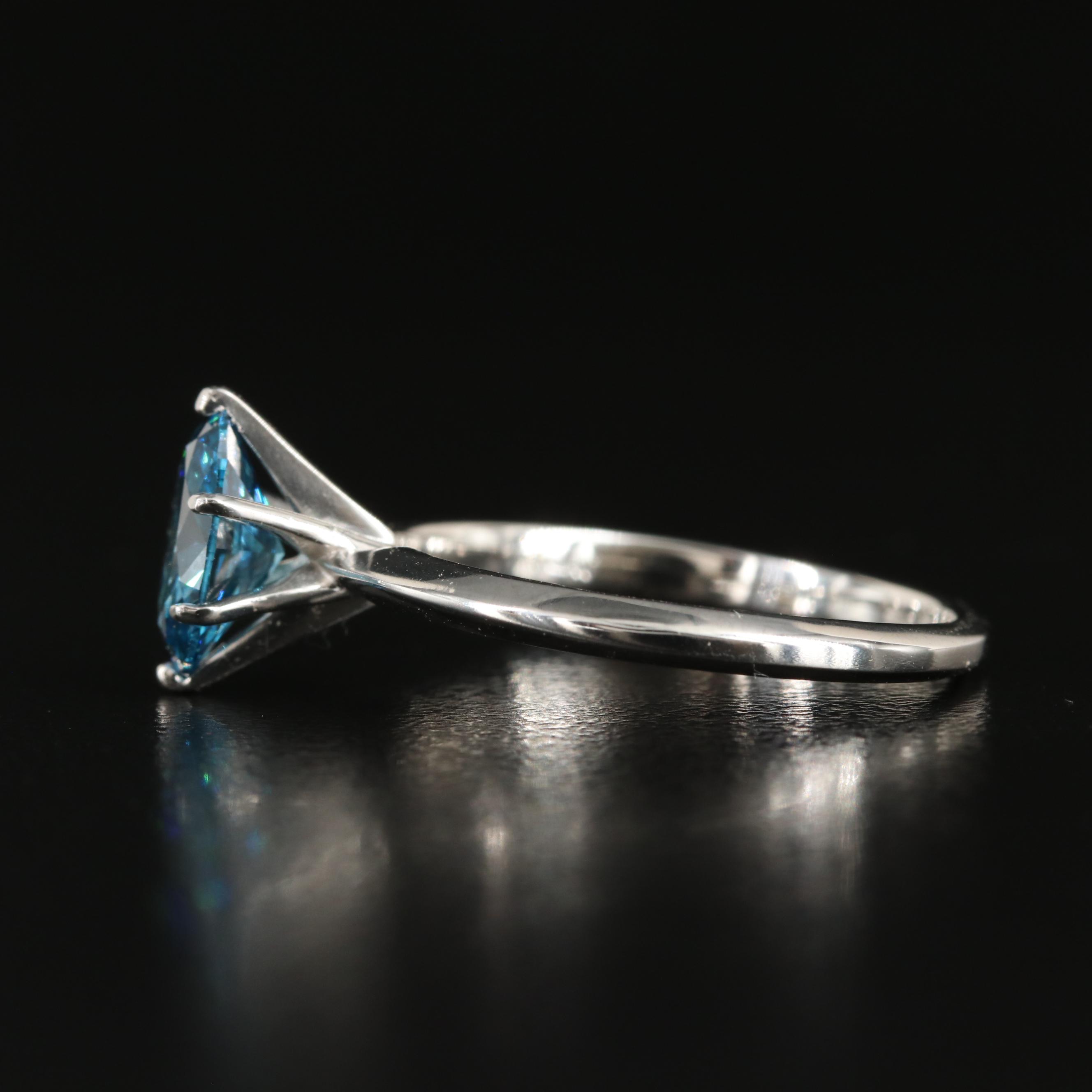 Platinum 1.01 CT Fancy Dark Blue Solitaire Diamond Ring