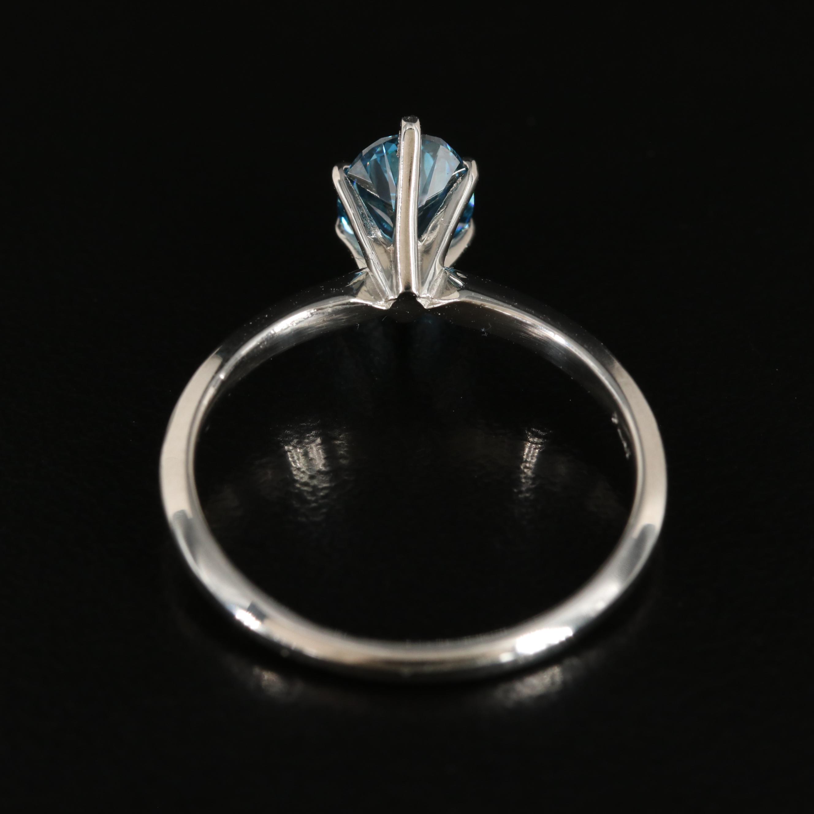 Platinum 1.01 CT Fancy Dark Blue Solitaire Diamond Ring