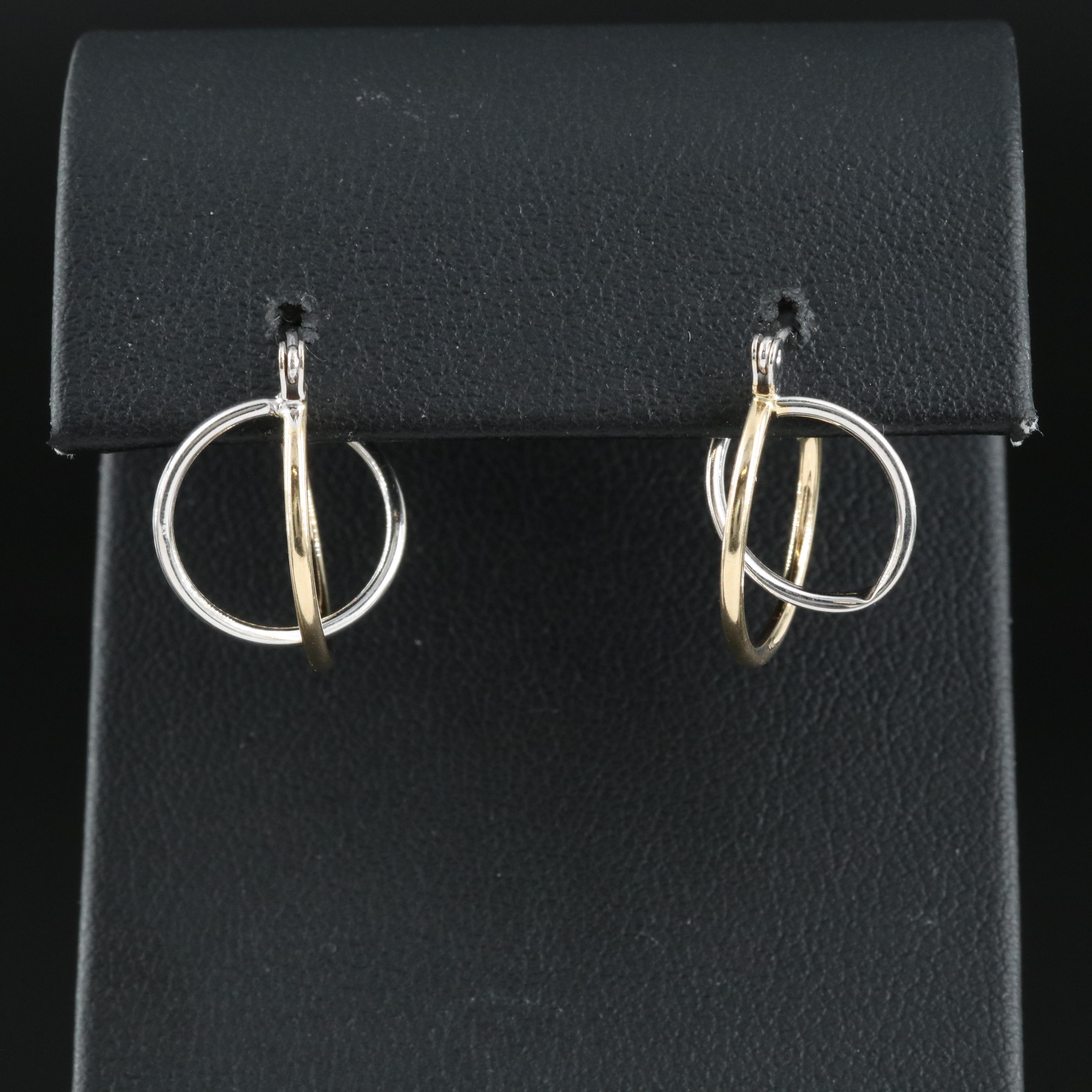 14K Two Tone Double Hoop Earrings
