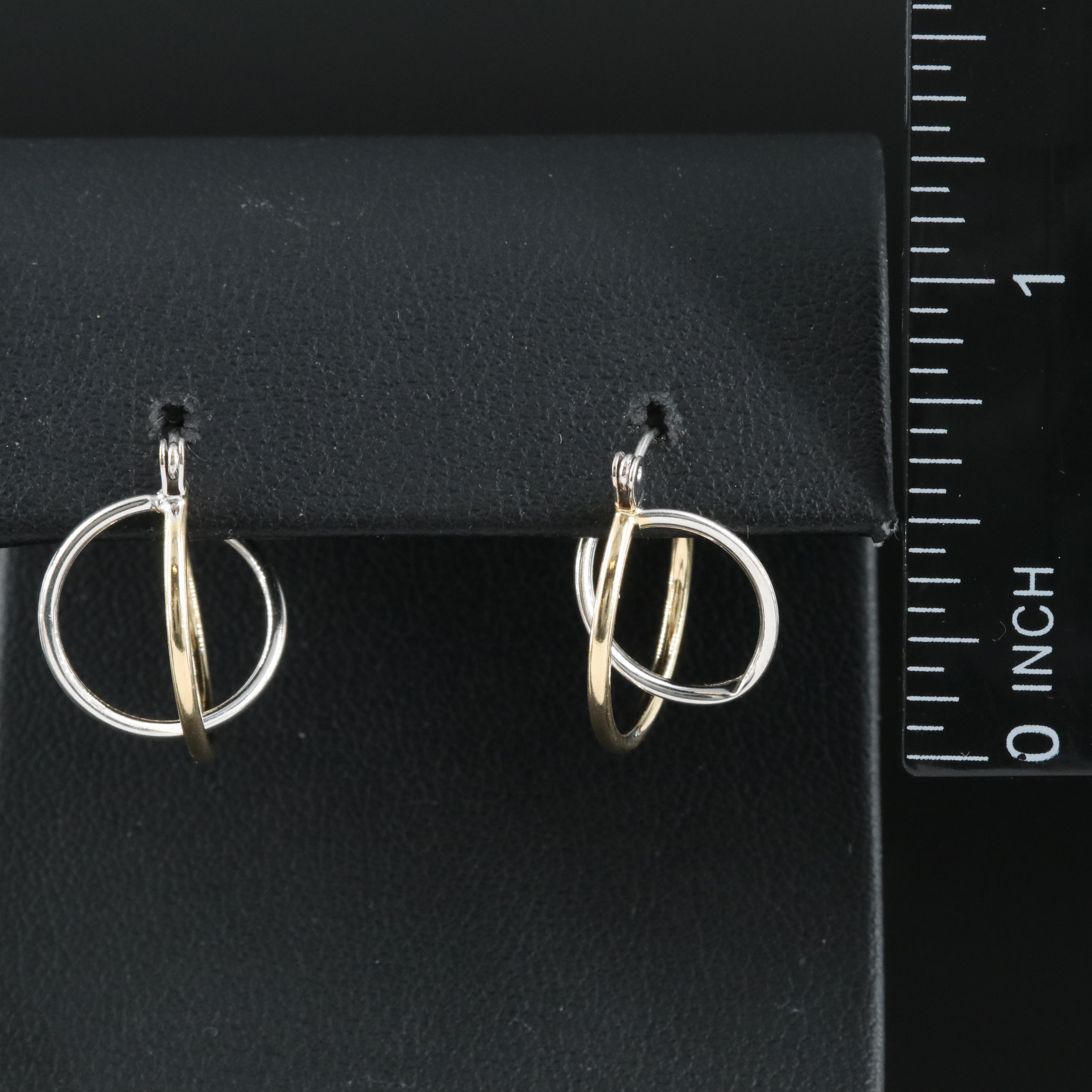 14K Two Tone Double Hoop Earrings