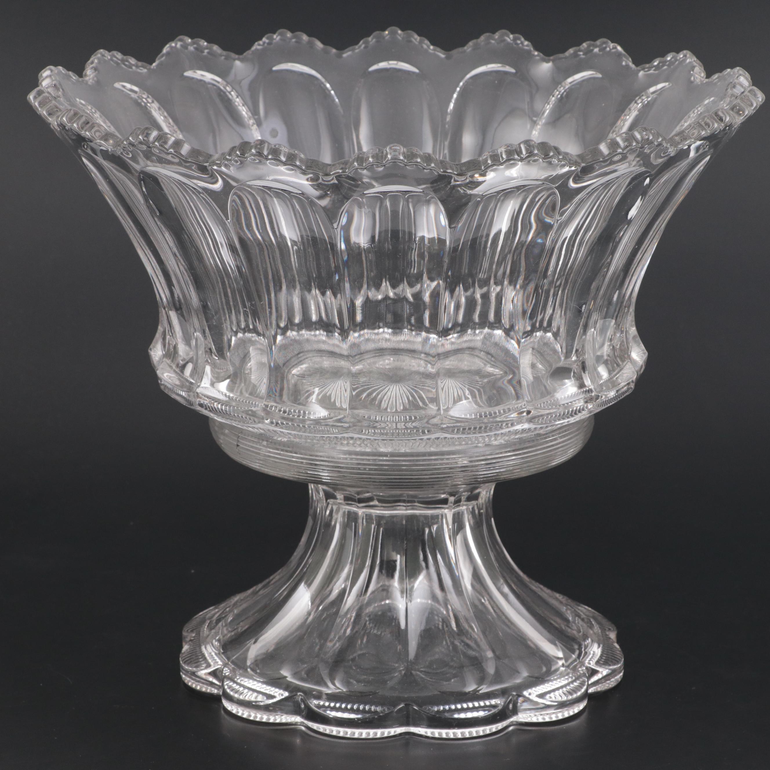 Heisey Glass Punch Bowl and Cups, Early to Mid-20th Century