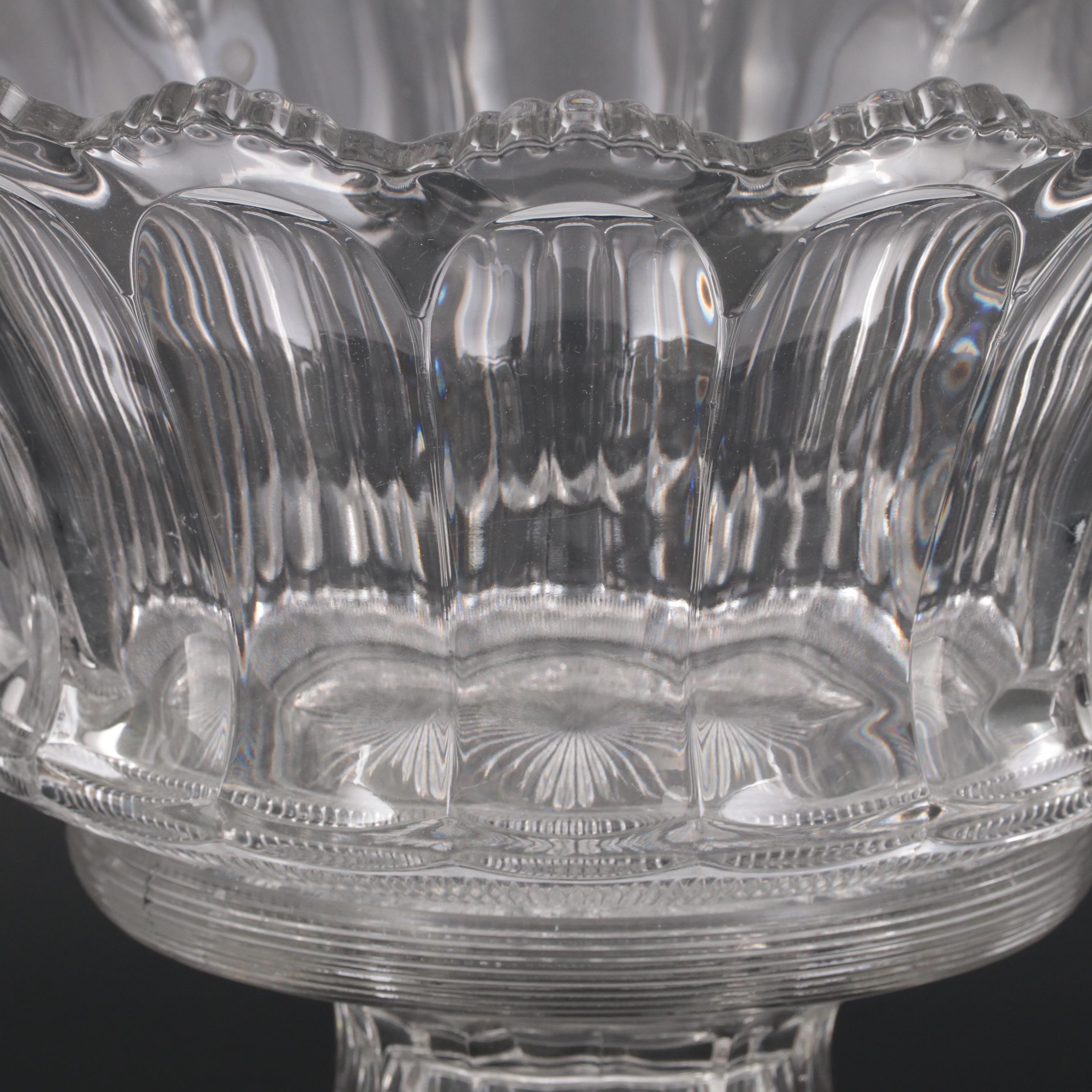 Heisey Glass Punch Bowl and Cups, Early to Mid-20th Century