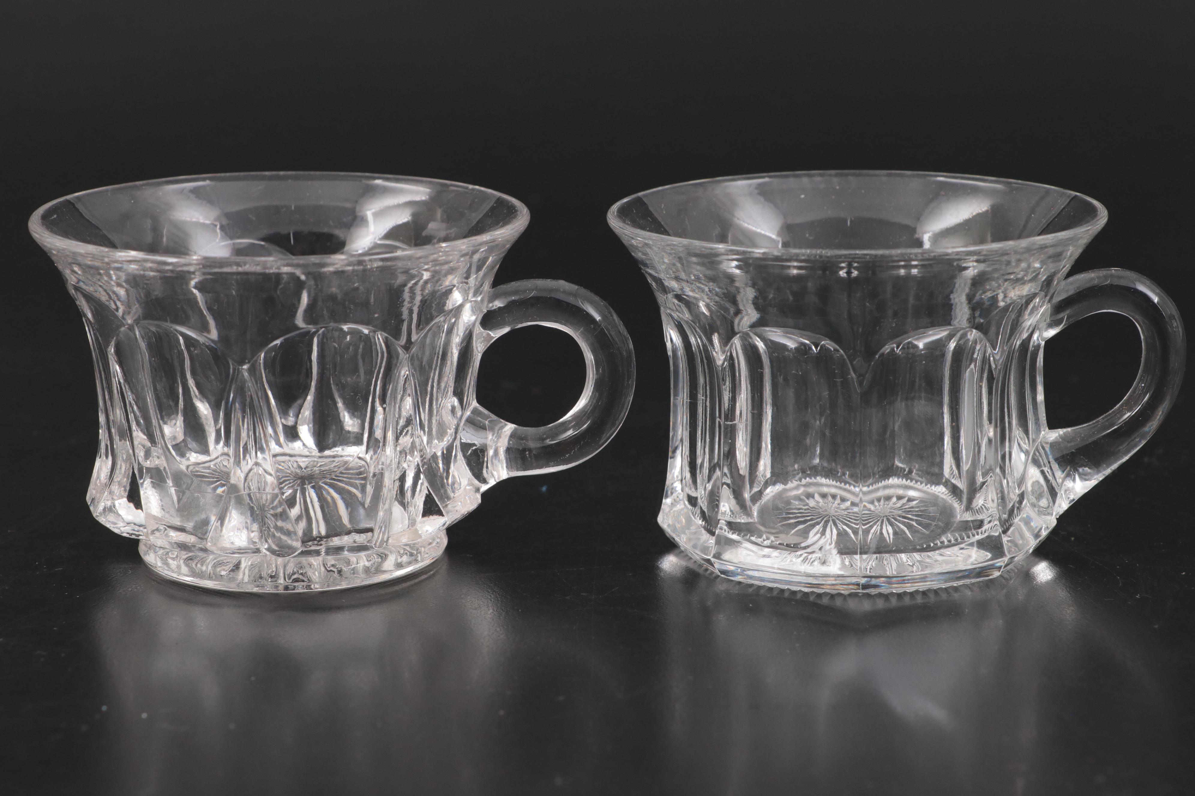 Heisey Glass Punch Bowl and Cups, Early to Mid-20th Century
