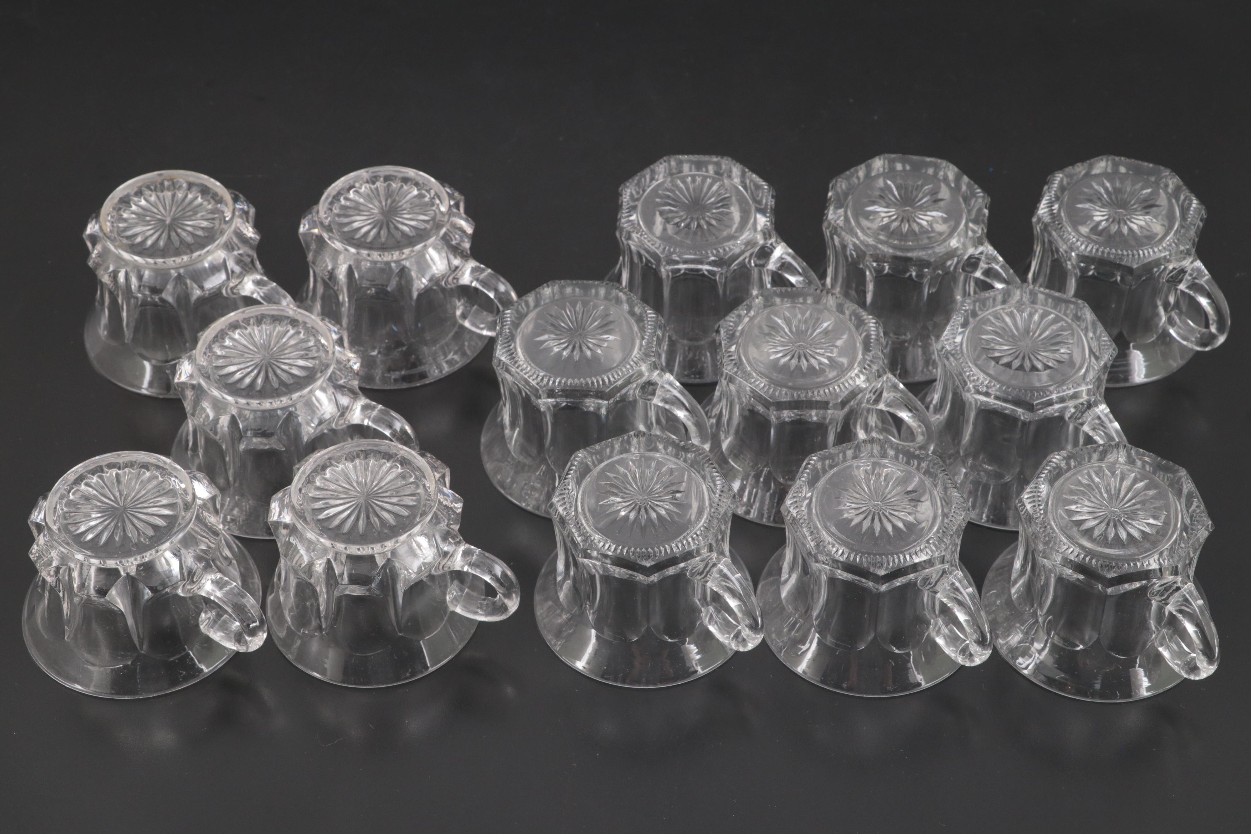 Heisey Glass Punch Bowl and Cups, Early to Mid-20th Century