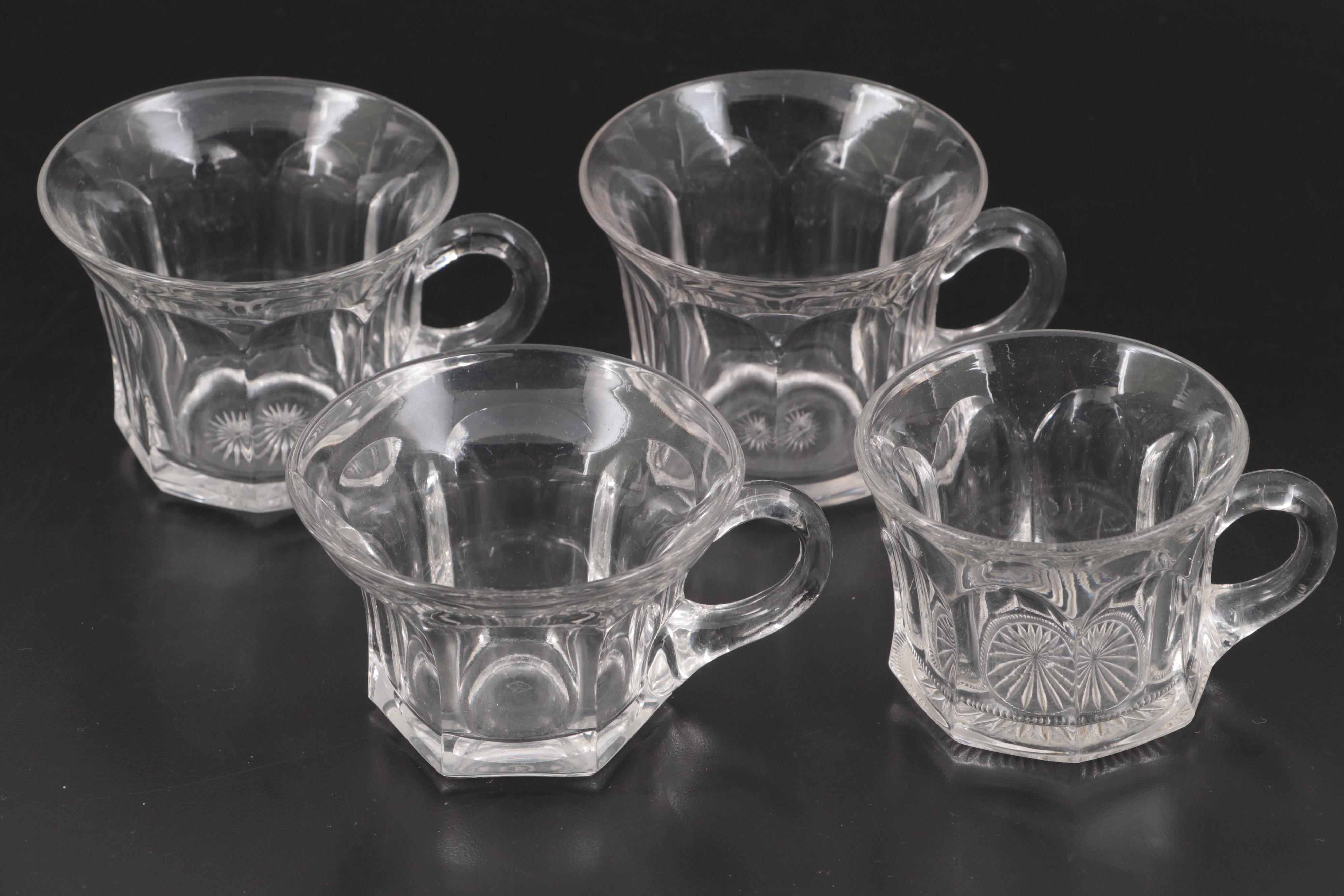 Heisey Glass Punch Bowl and Cups, Early to Mid-20th Century