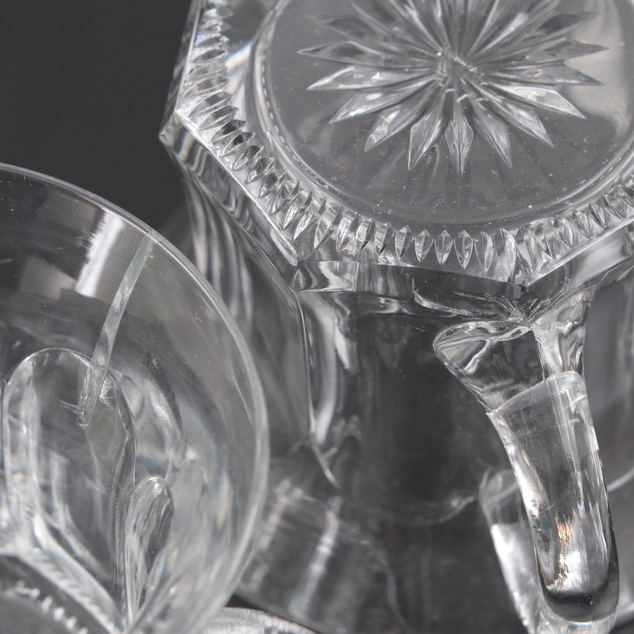 Heisey Glass Punch Bowl and Cups, Early to Mid-20th Century