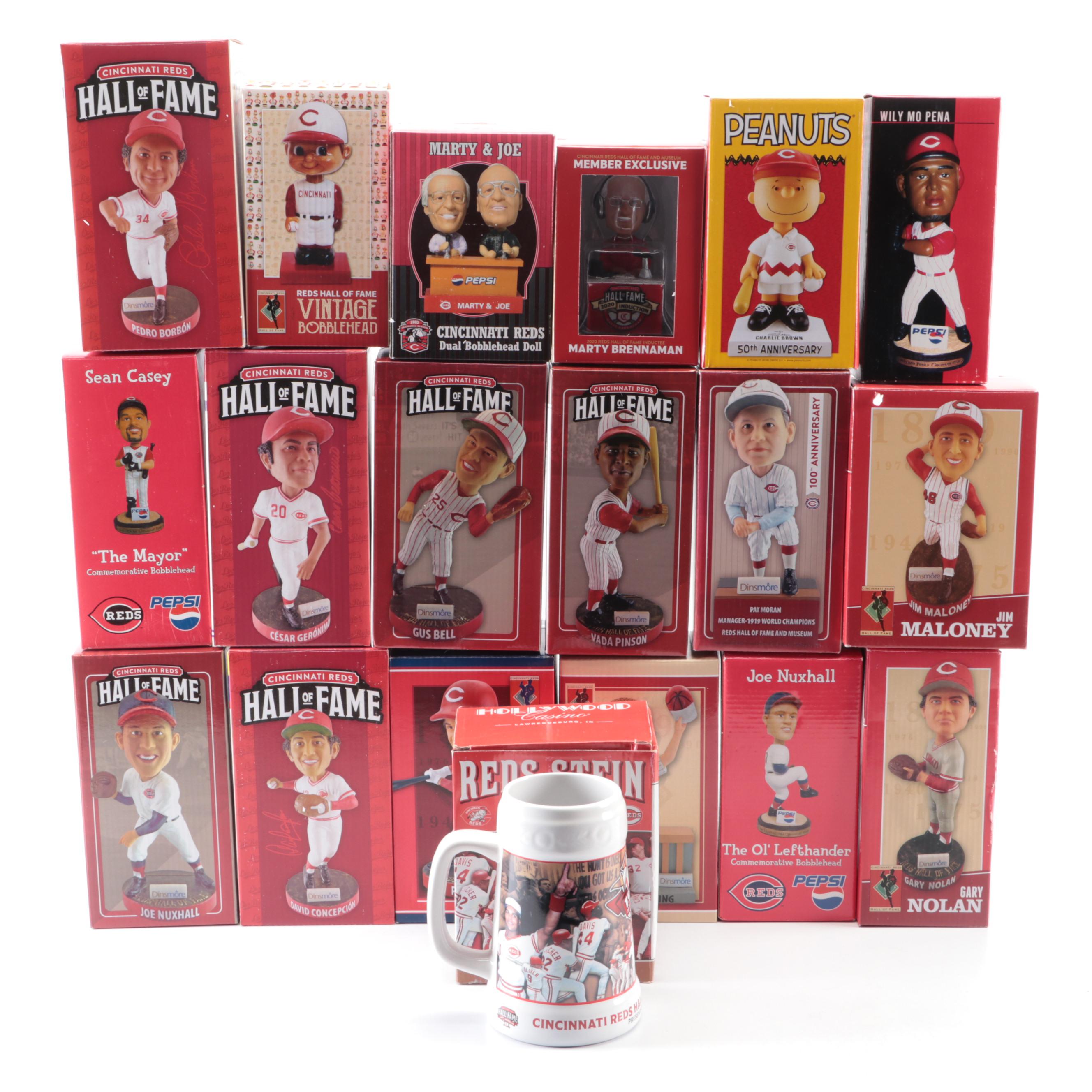Cincinnati Reds Bobbleheads Featuring Joe Nuxhall, Pete Rose, and More