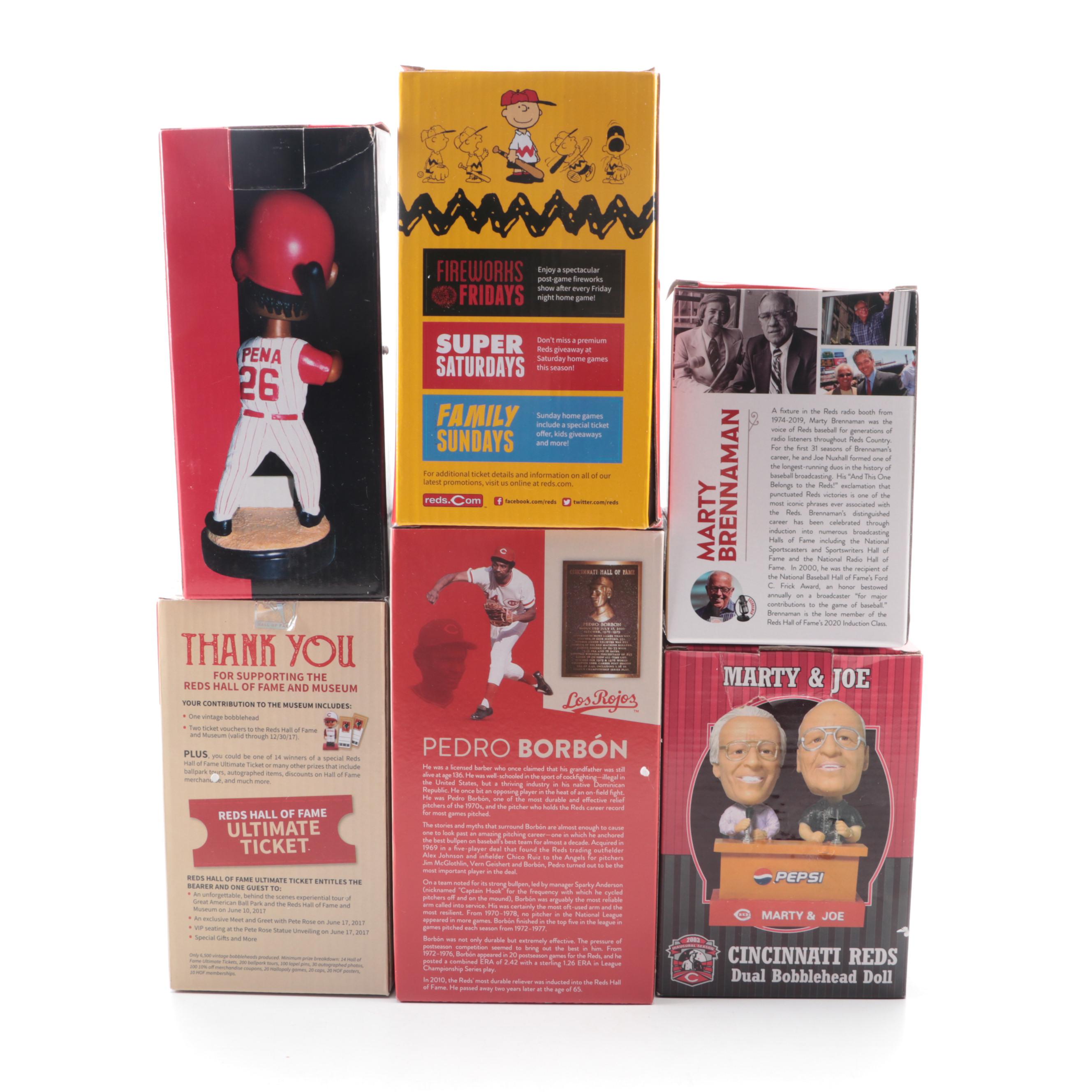 Cincinnati Reds Bobbleheads Featuring Joe Nuxhall, Pete Rose, and More