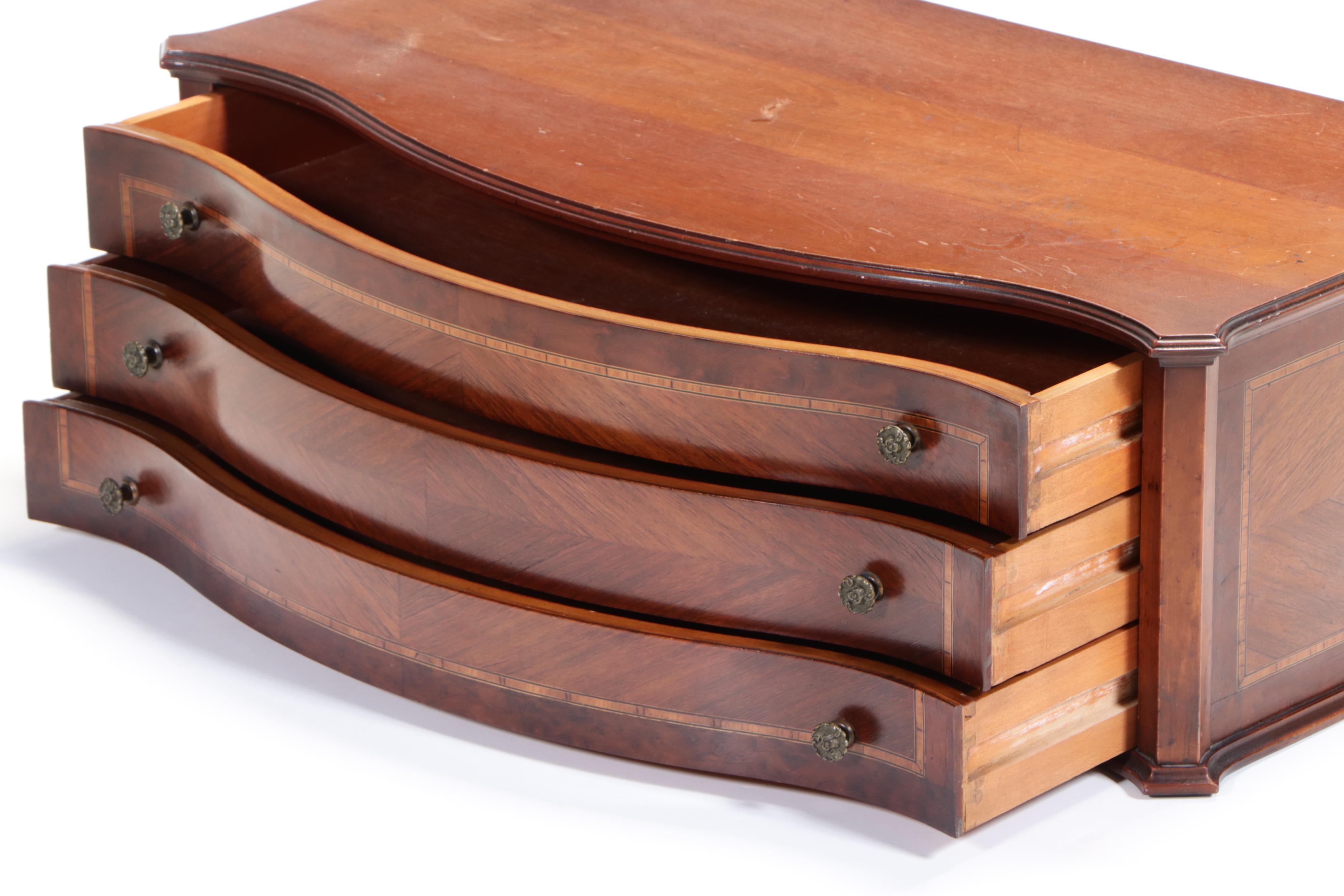Table Top Mahogany and Inlaid Chest of Drawers