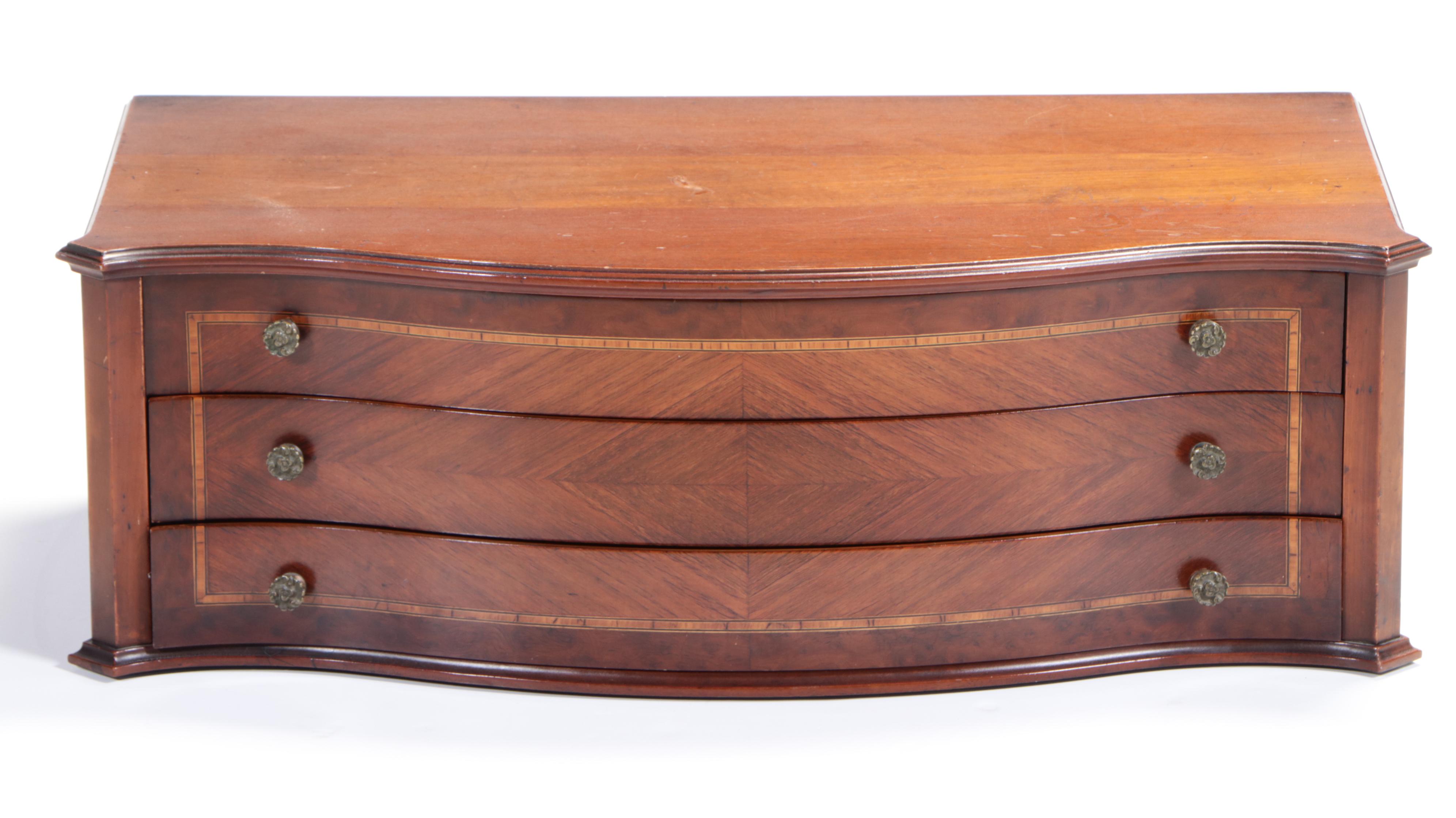 Table Top Mahogany and Inlaid Chest of Drawers