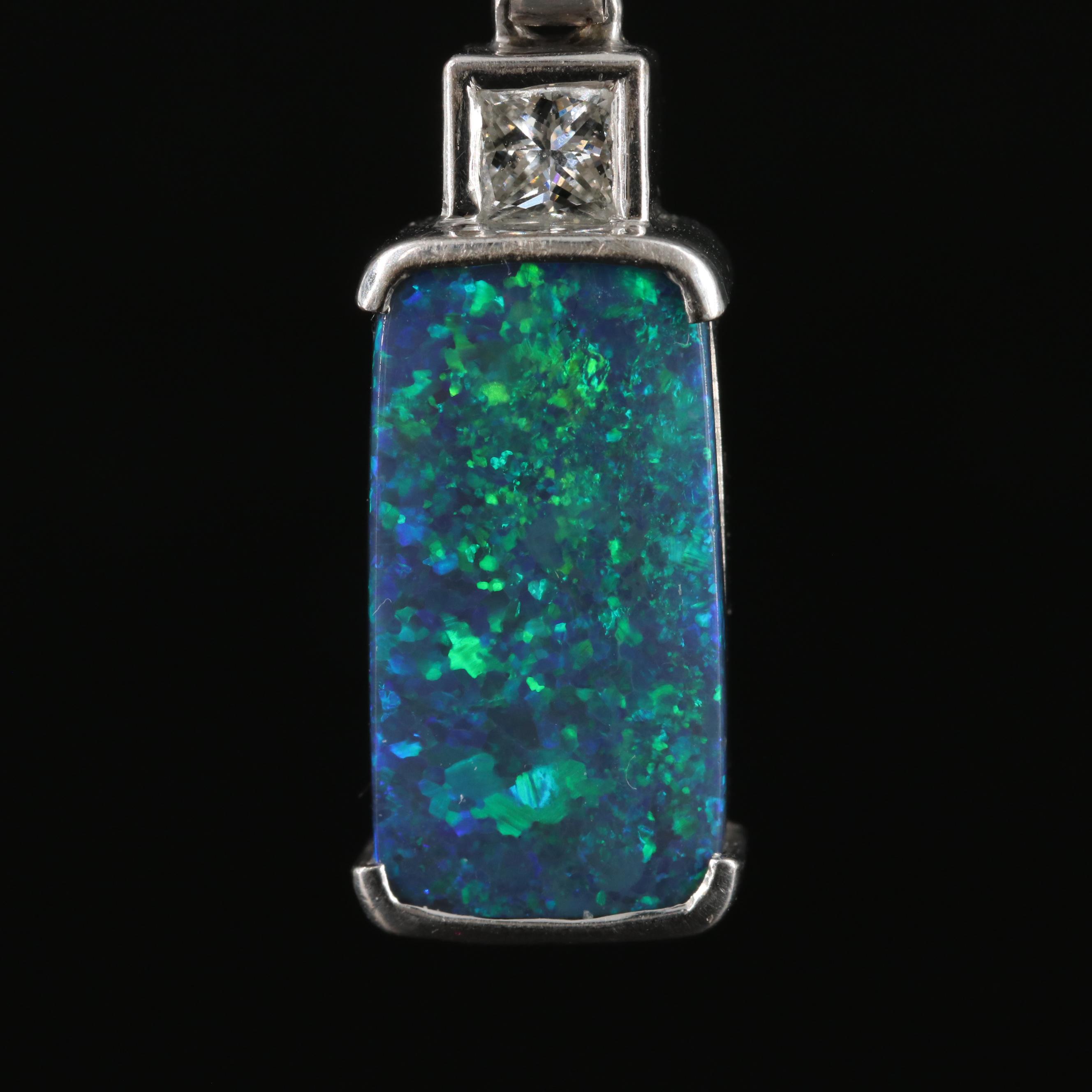 18K Black Opal and Diamond Pendant