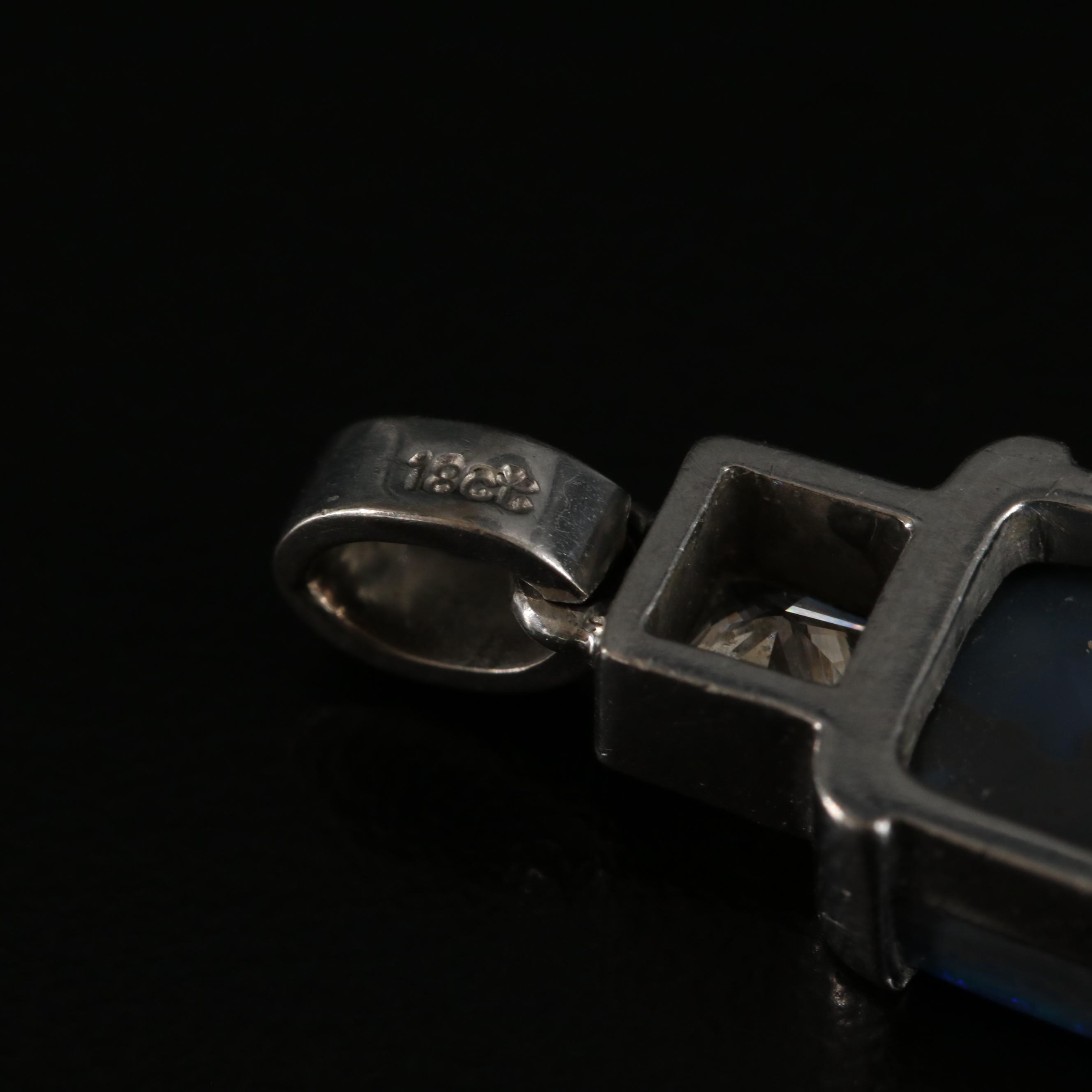 18K Black Opal and Diamond Pendant