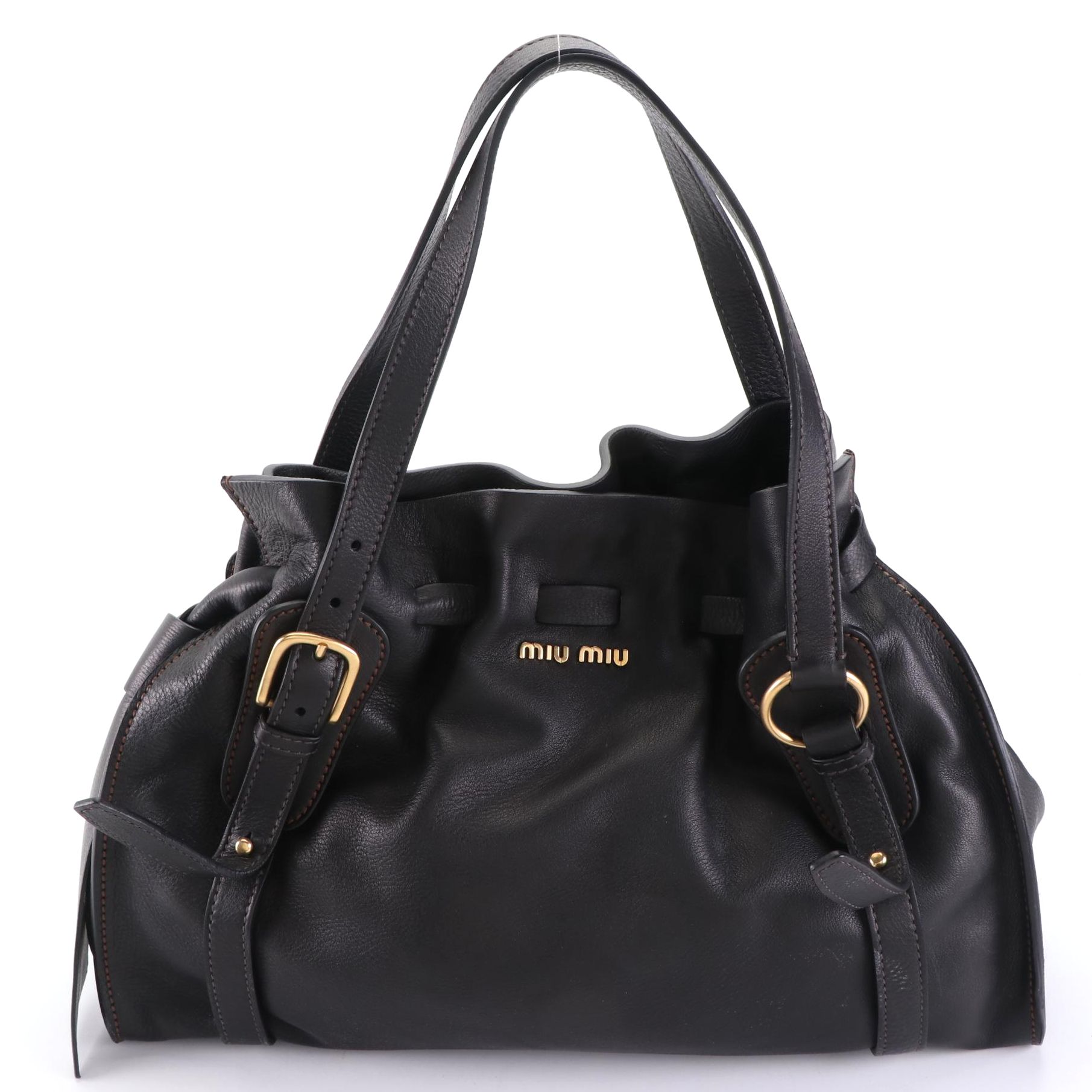 Miu Miu Shoulder Bag in Black Grained Leather