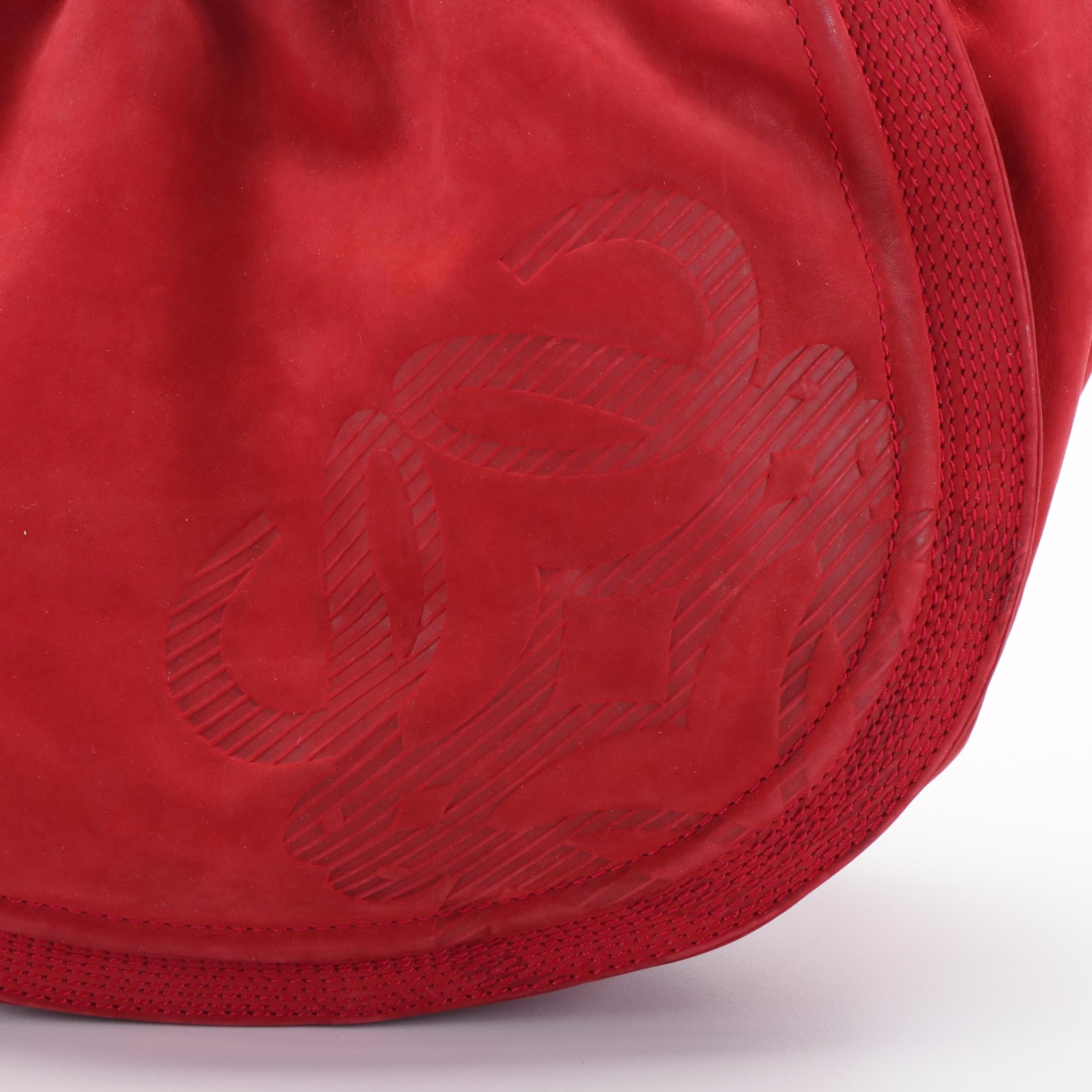 Loewe Anagram Red Suede Shoulder Bag