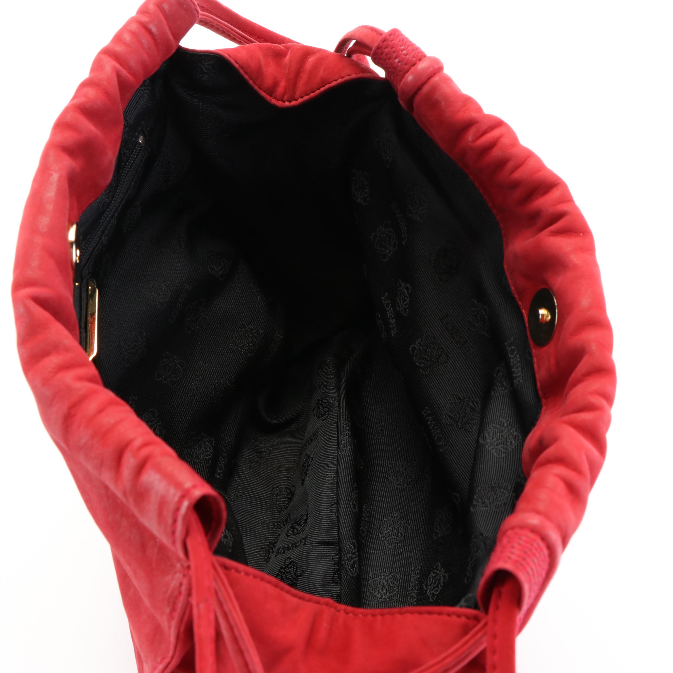 Loewe Anagram Red Suede Shoulder Bag