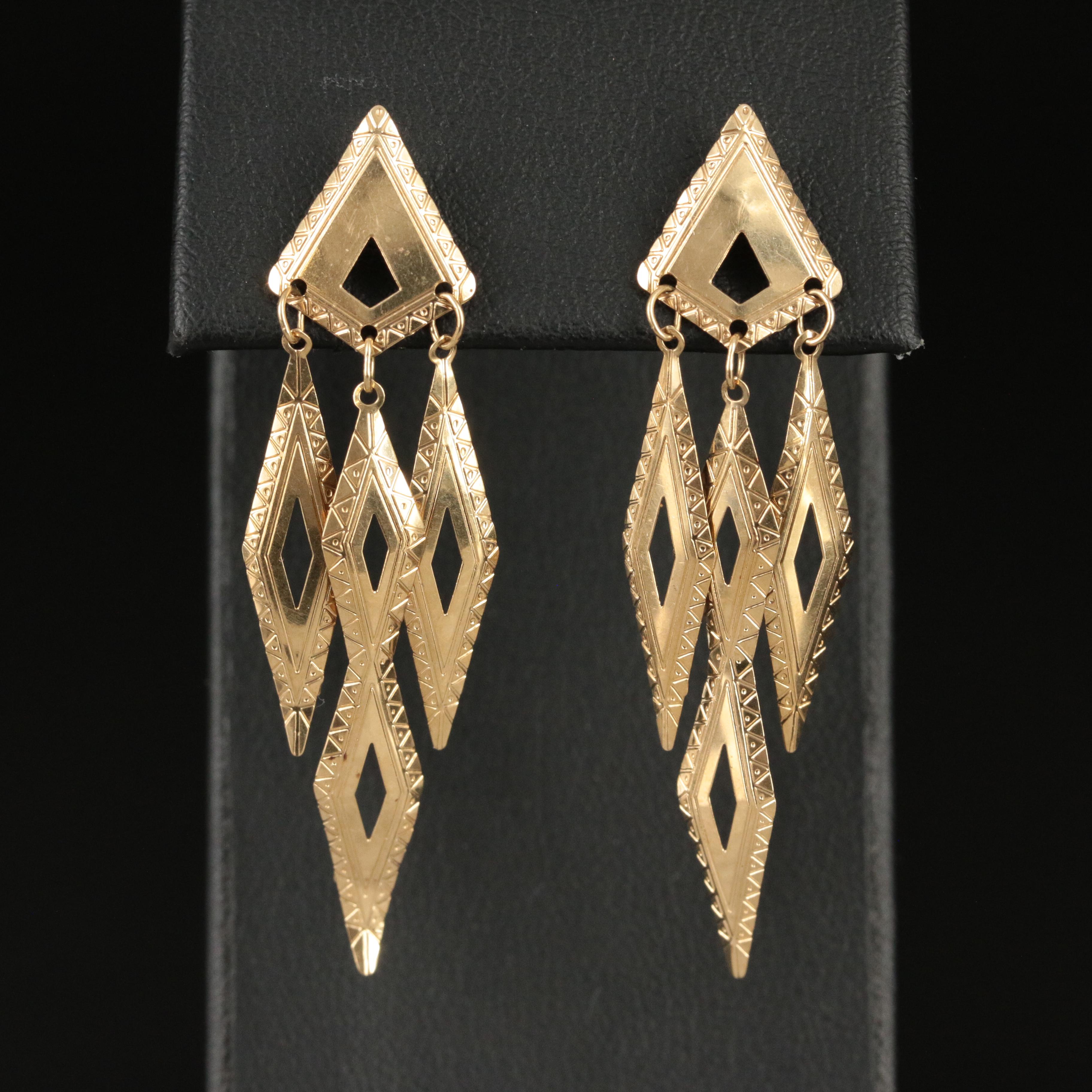 14K Geometric Dangle Earrings