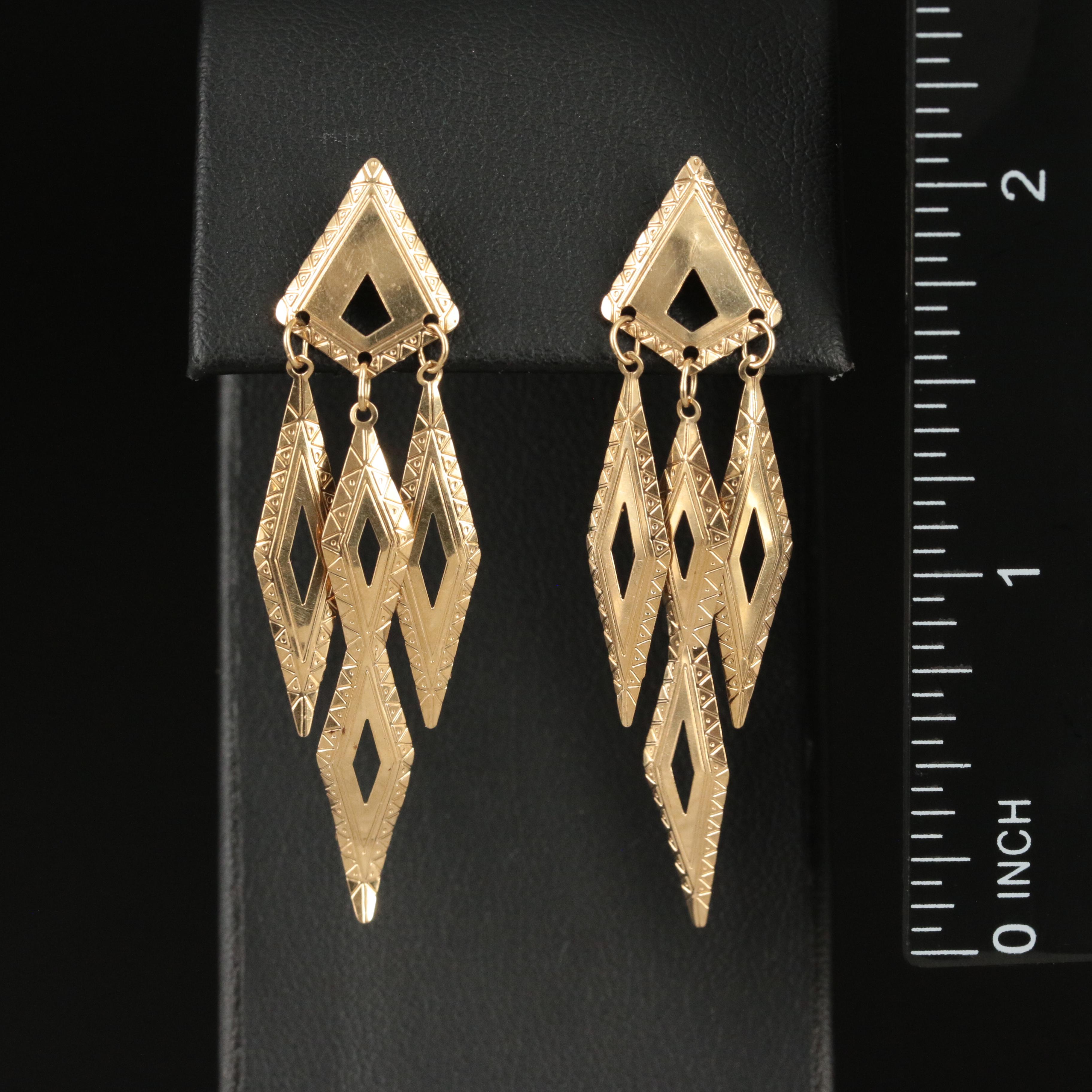14K Geometric Dangle Earrings