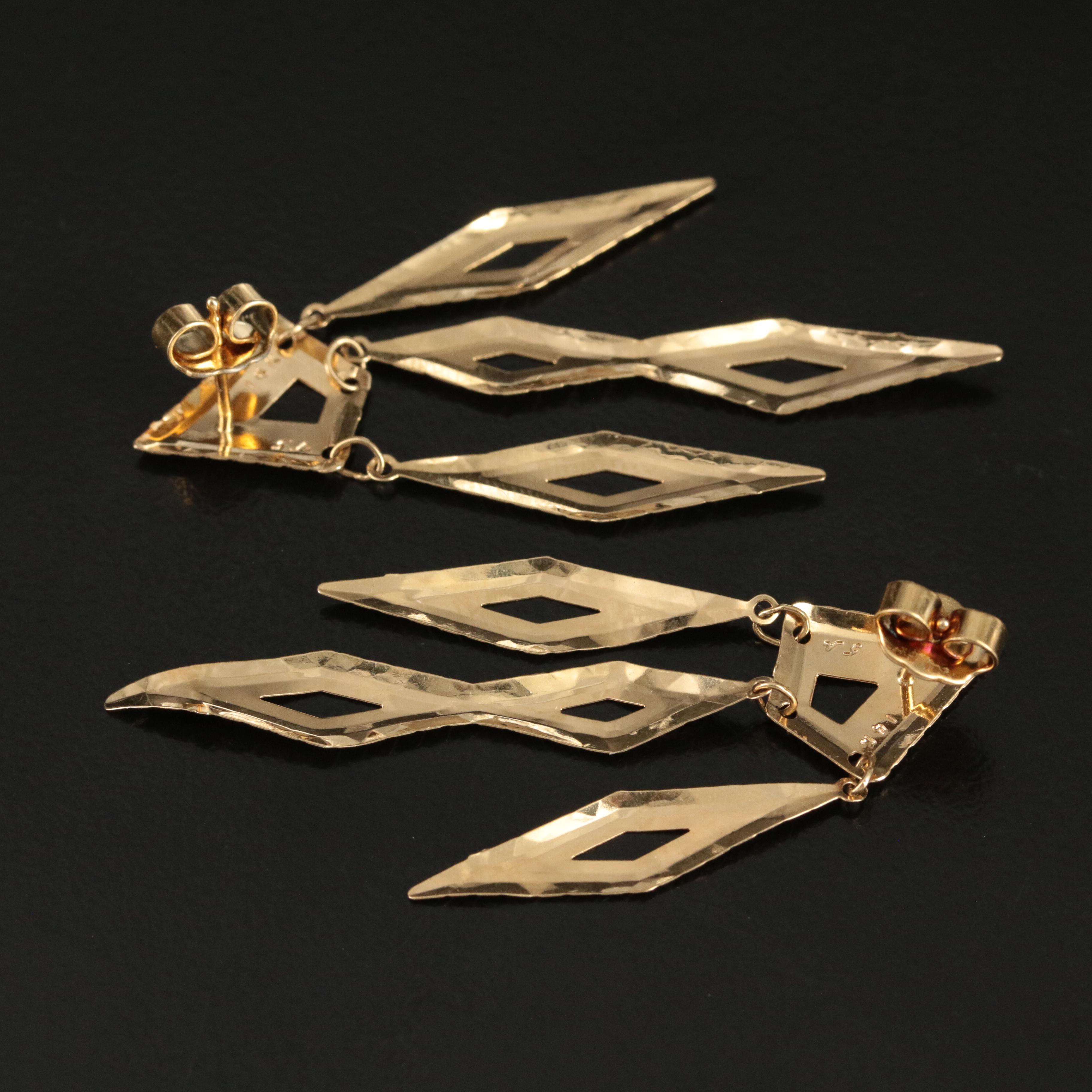 14K Geometric Dangle Earrings