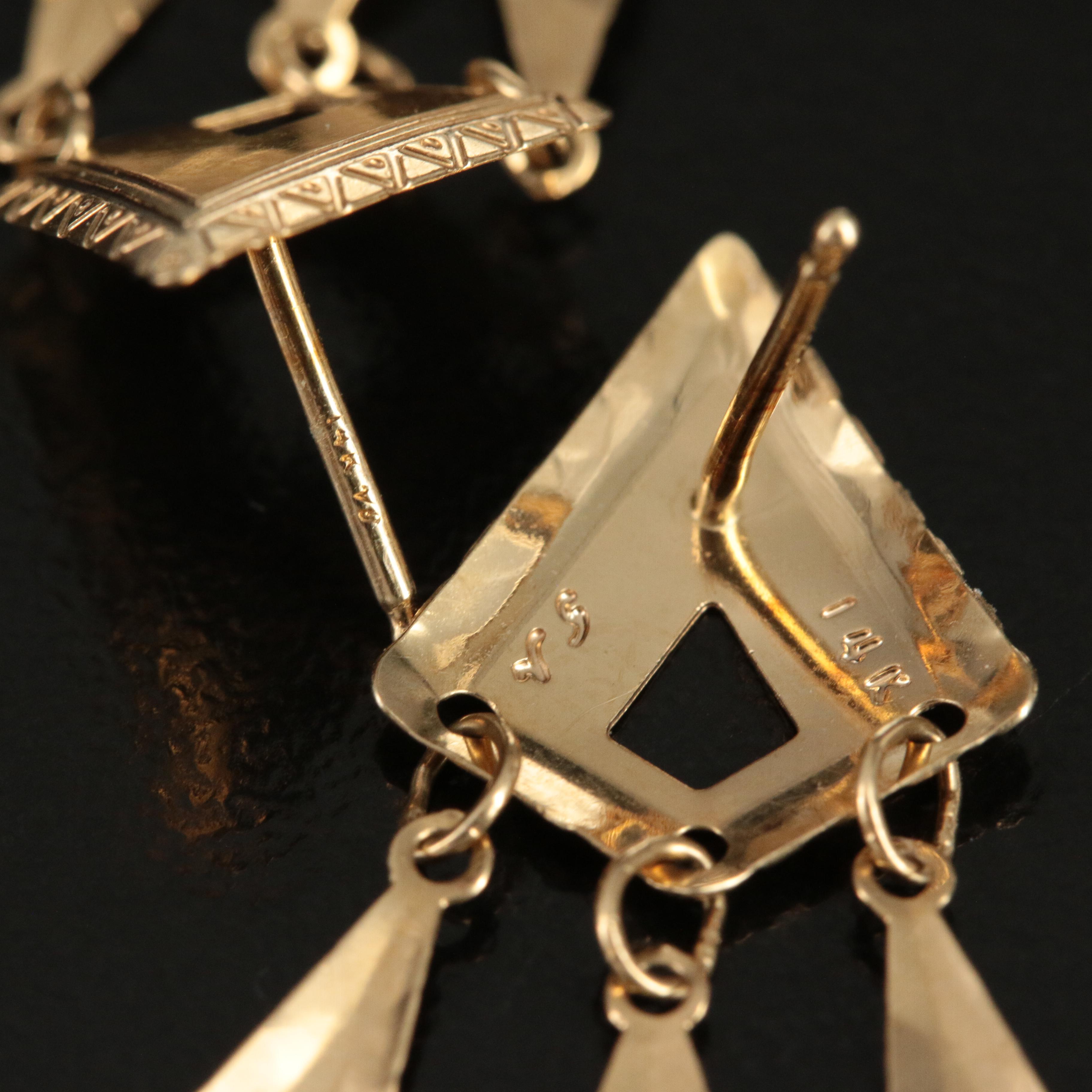 14K Geometric Dangle Earrings