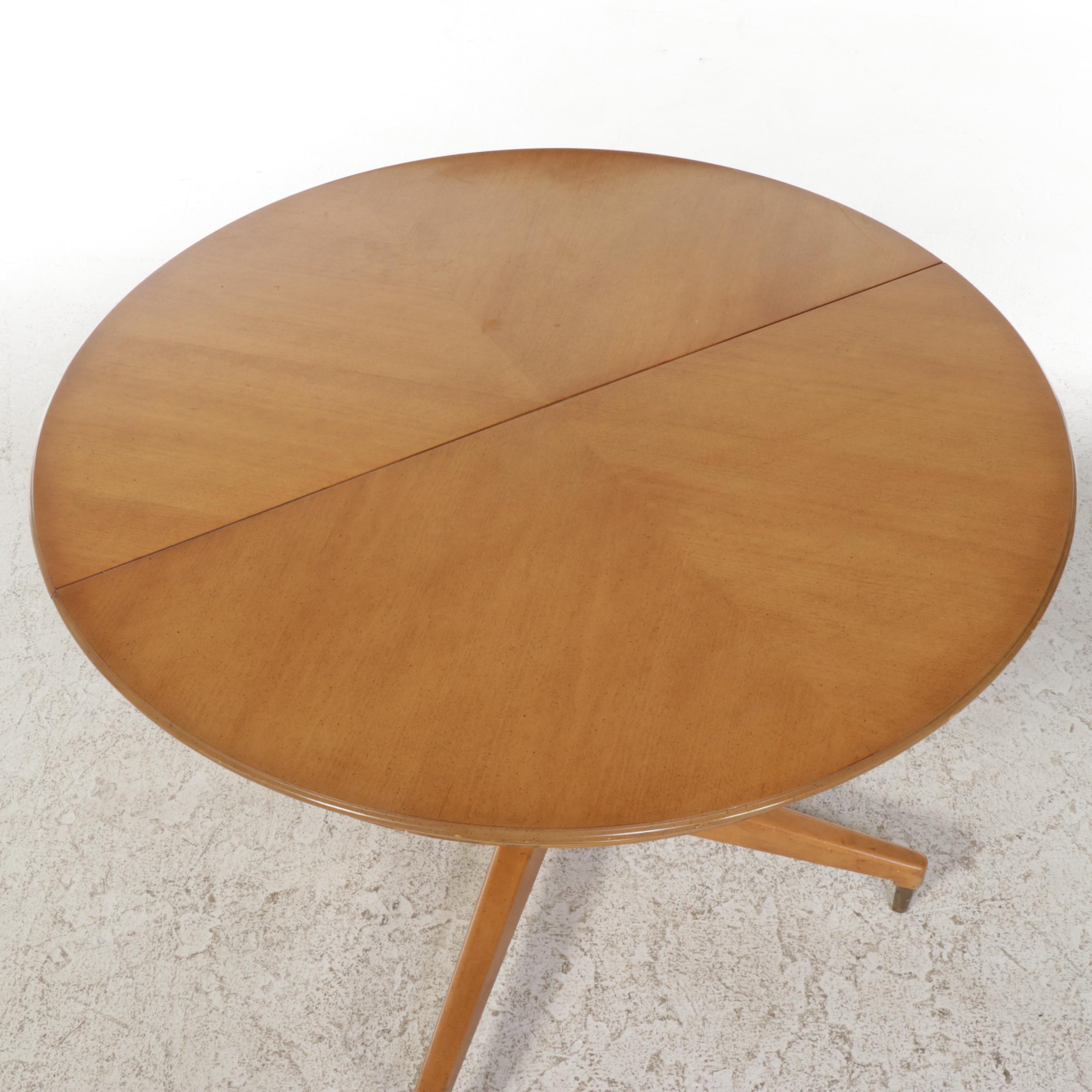 Mid Century Modern Split-Pedestal Extension Dining Table