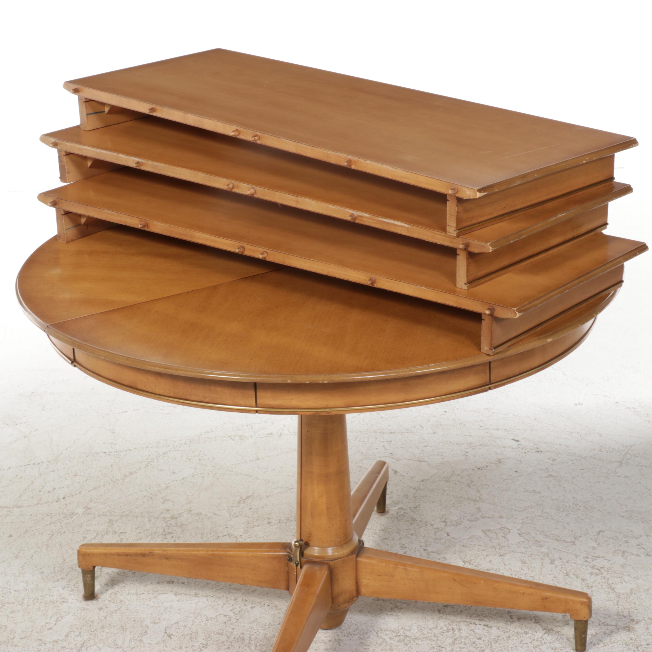 Mid Century Modern Split-Pedestal Extension Dining Table