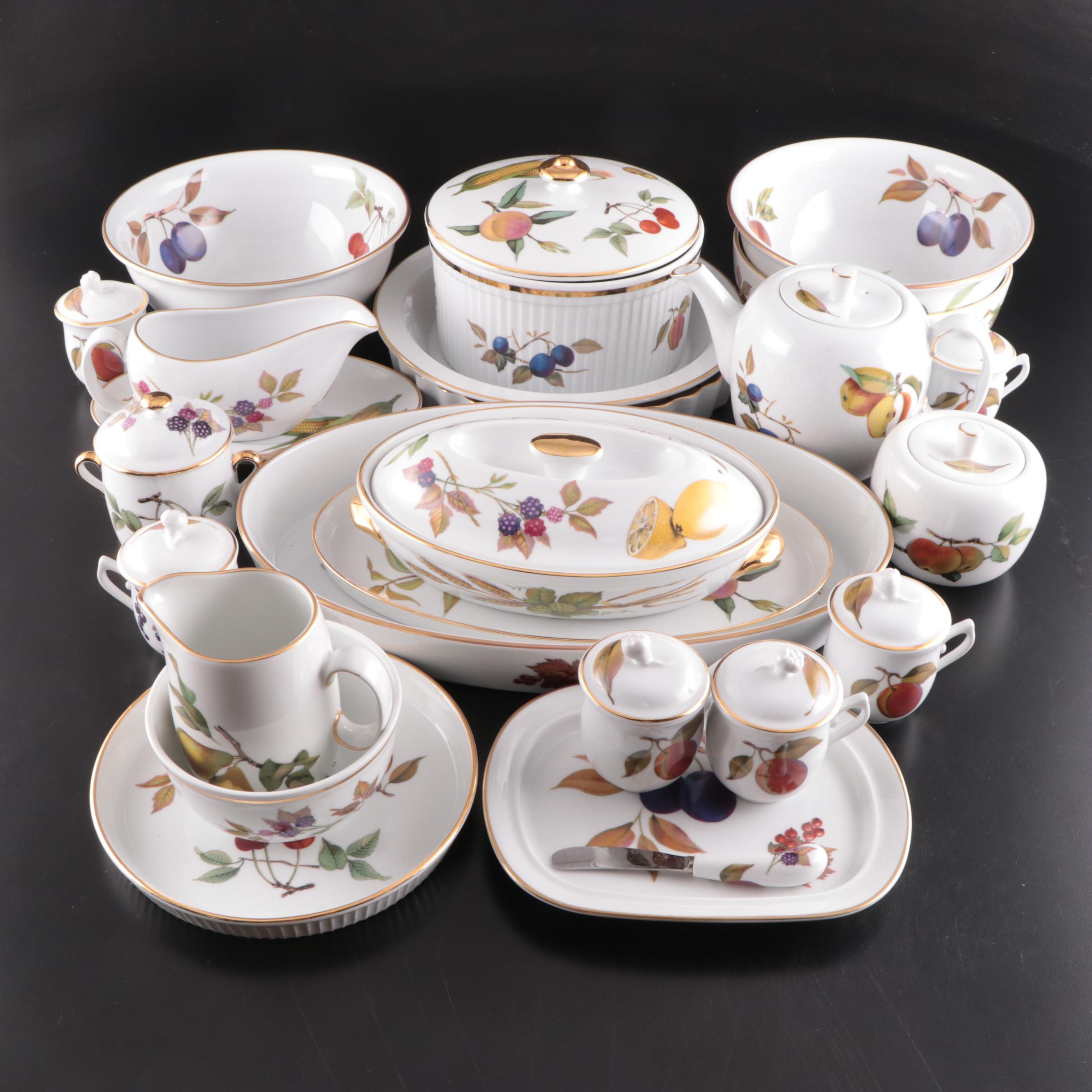 Royal Worcester Porcelain "Evesham" Tableware and Serving Pieces