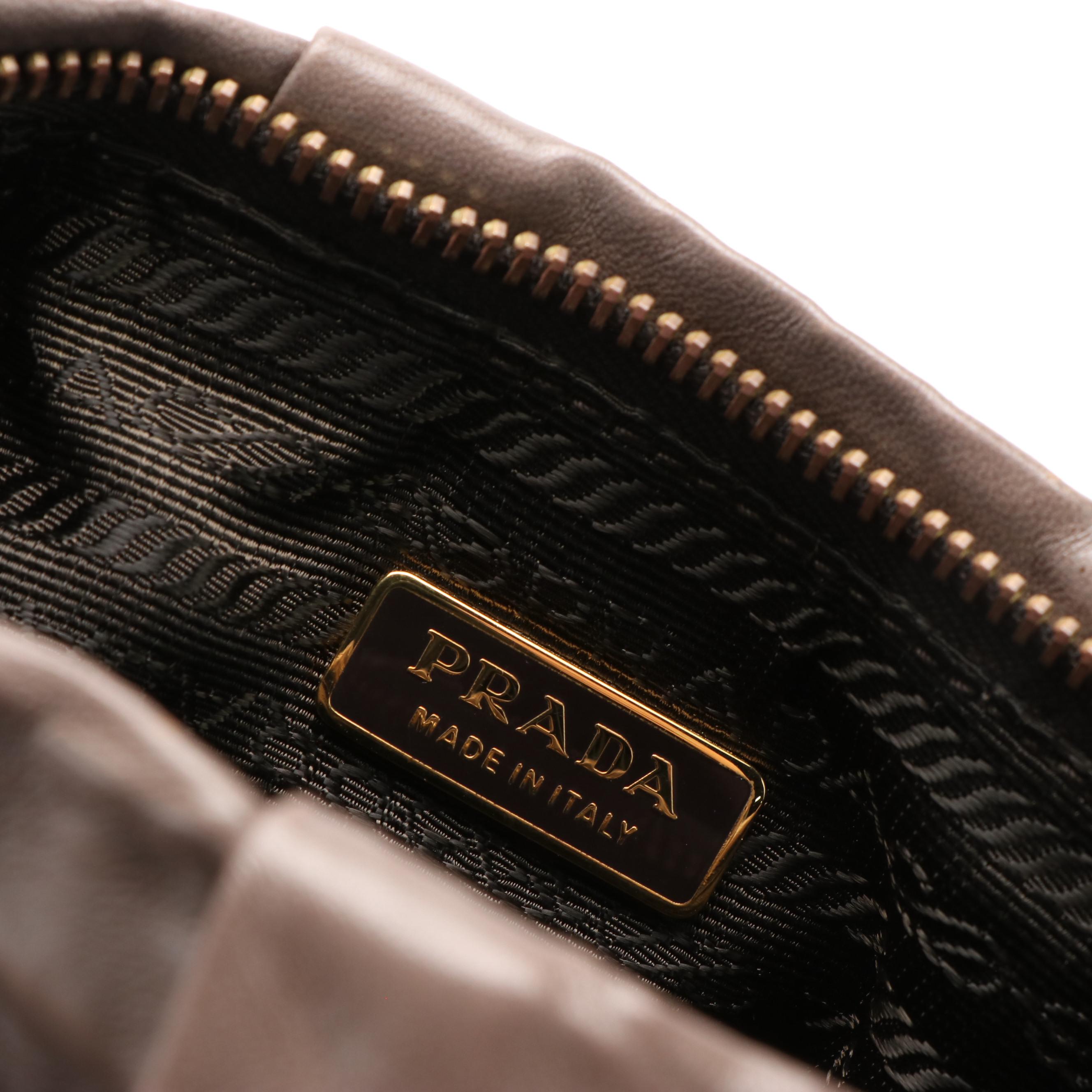 Prada Wristlet Clutch in Brown Nappa Antique Leather with Box