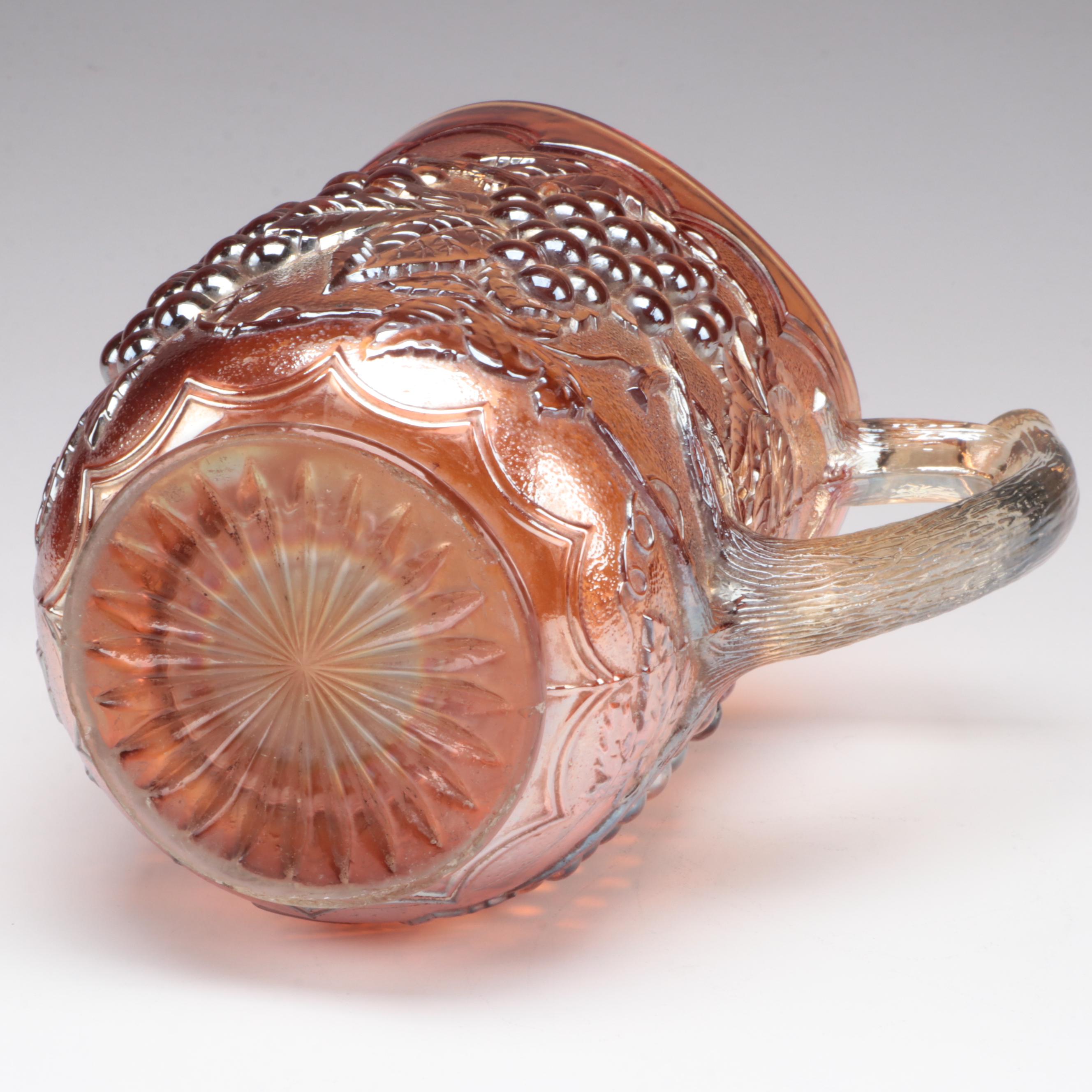 Marigold Carnival Glass Harvest Grape Lemonade Set and Other Compote