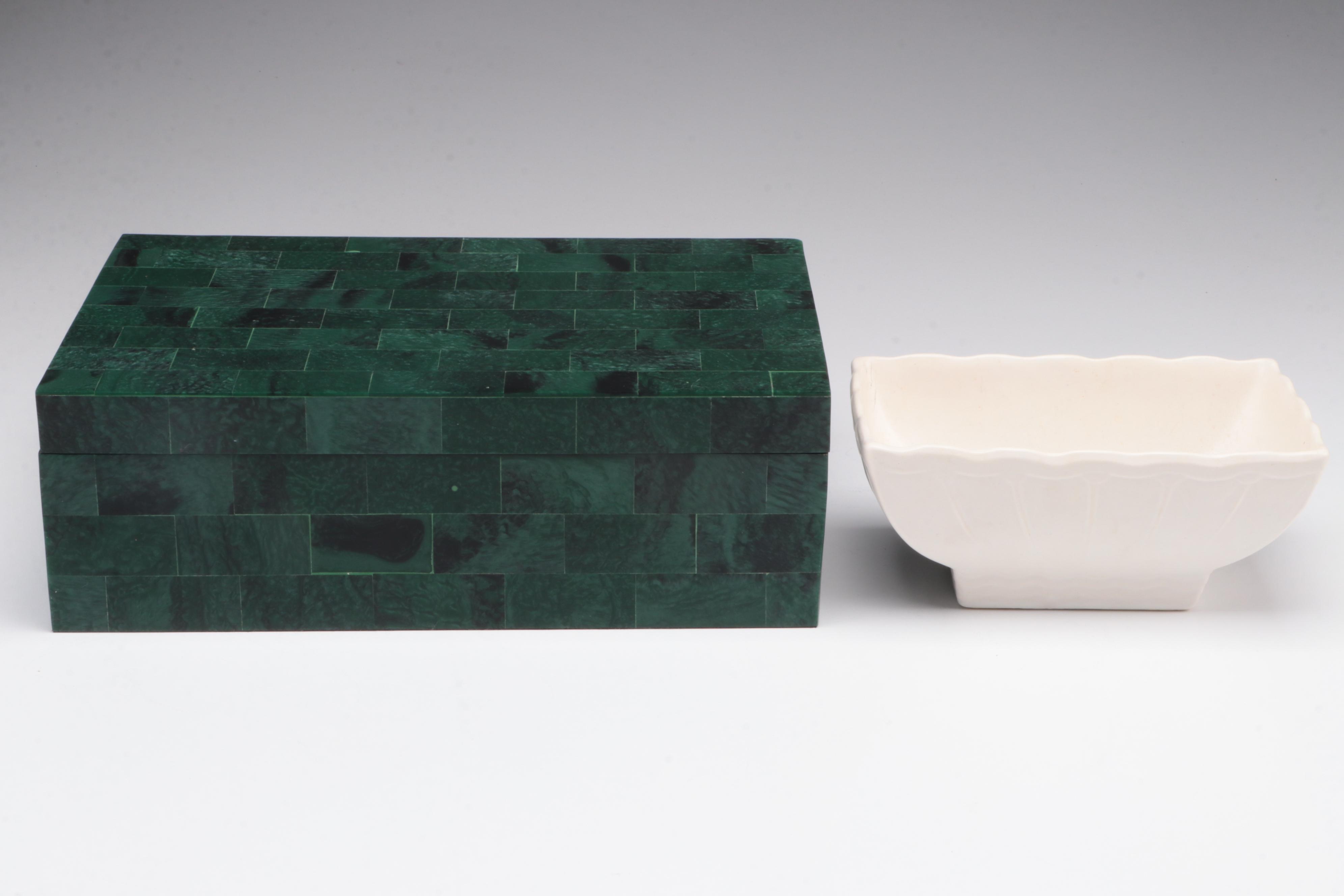 McCoy Pottery Planter with Guinness Pint Glass and Other Decor