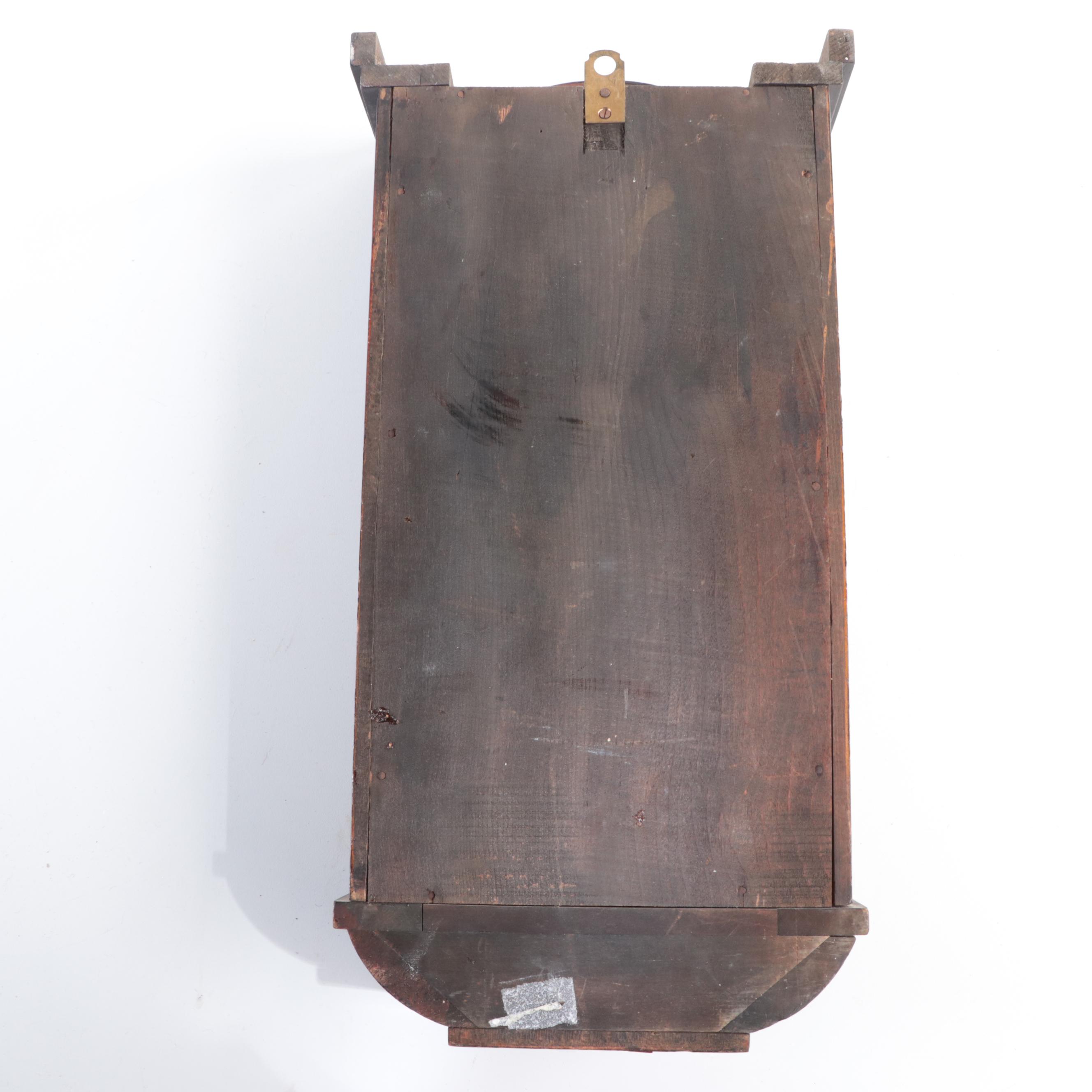 Meiji Clock Co. Filigree Style Metal Inlay Wood Pendulum Wall Clock