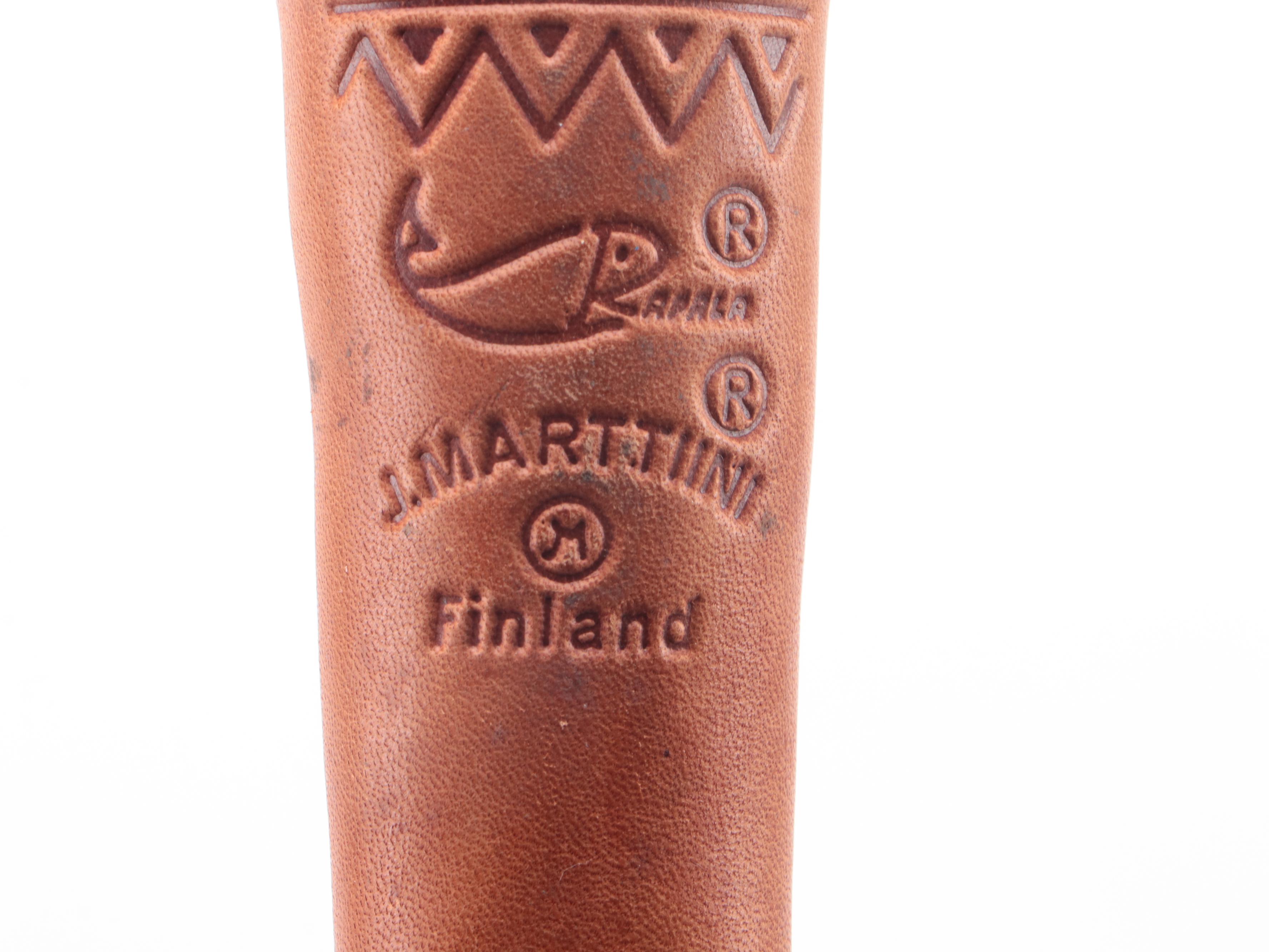 Three J. Marttiini Finnish Fillet Knives with Angler's Gloves and