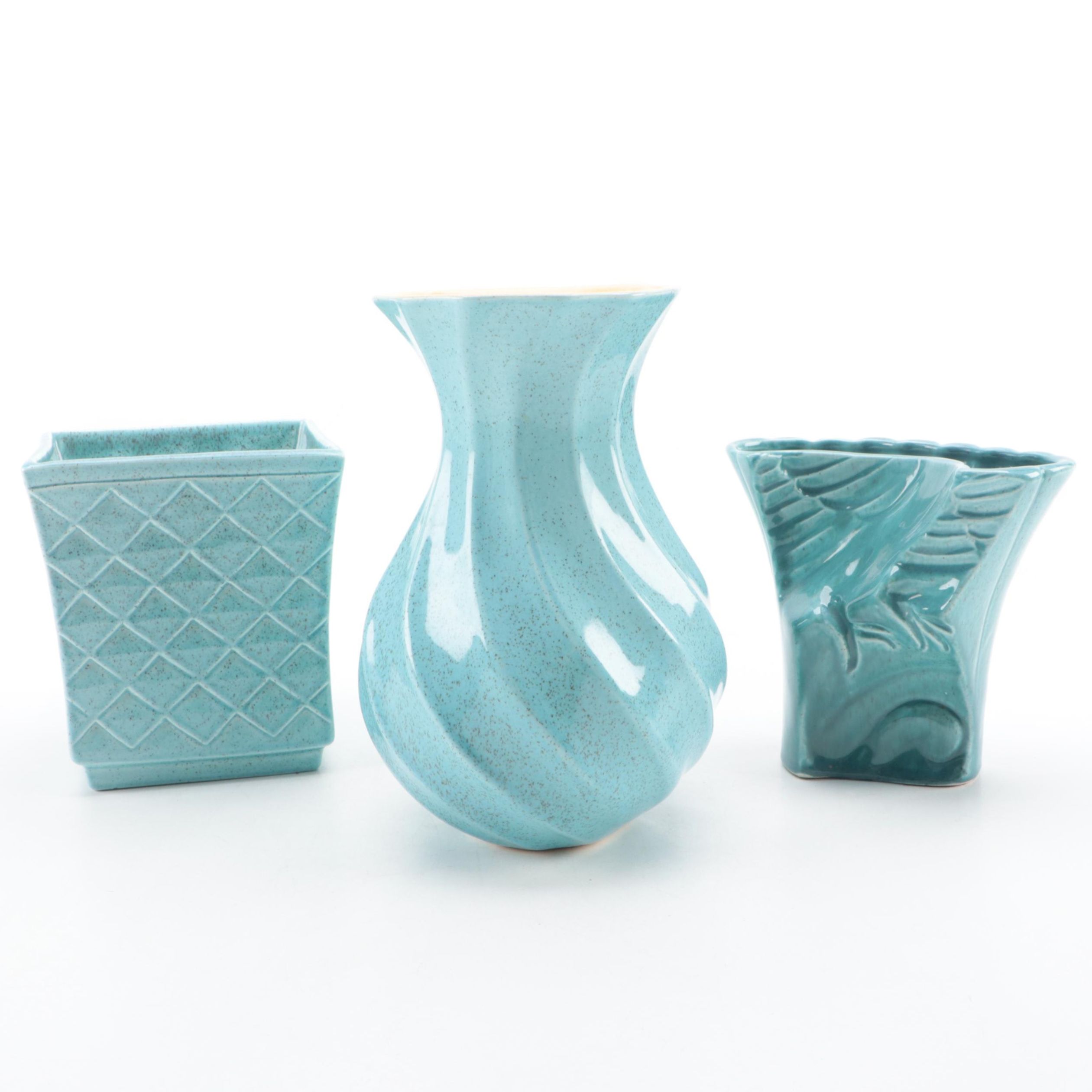Red Wing Pottery Turquoise Vases and Planter