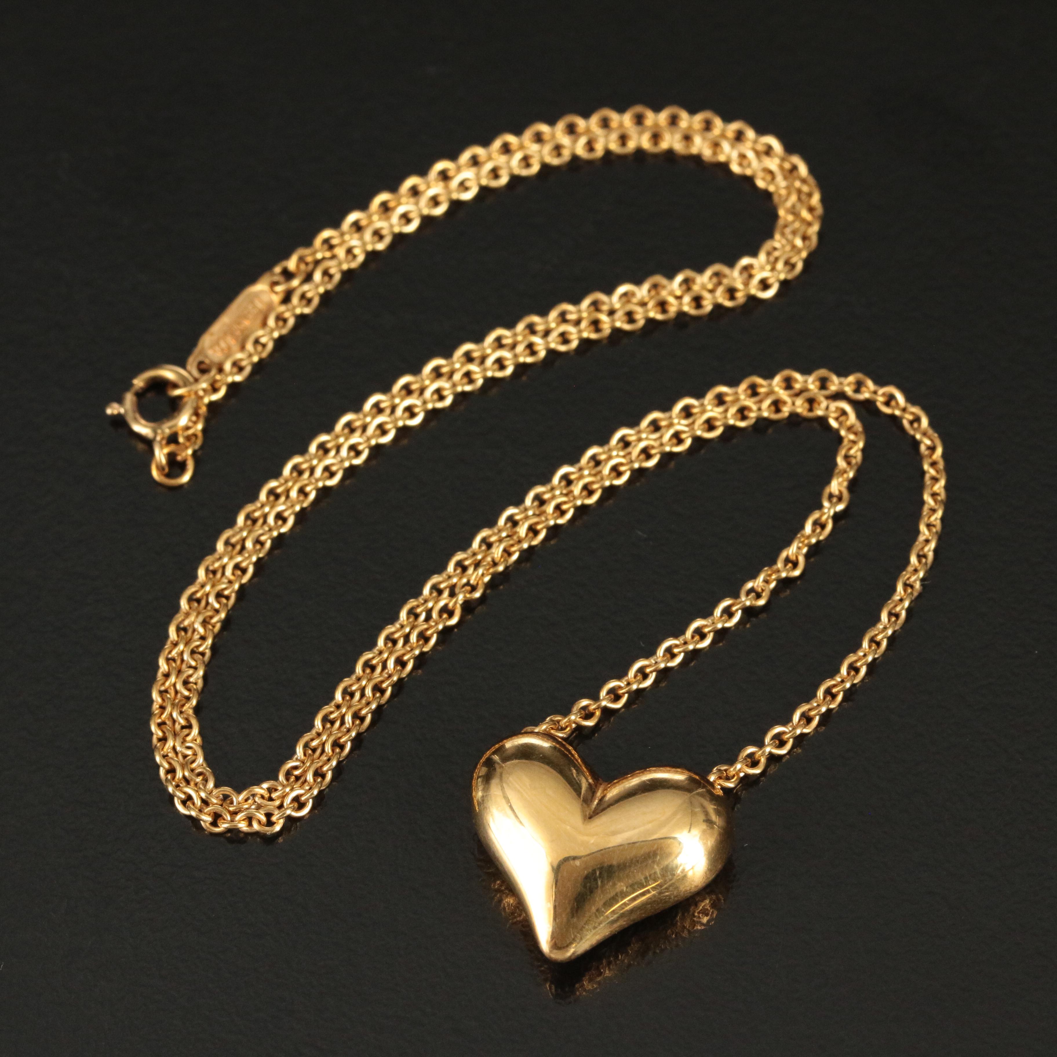 Tiffany & Co. 18K Puffed Heart Necklace